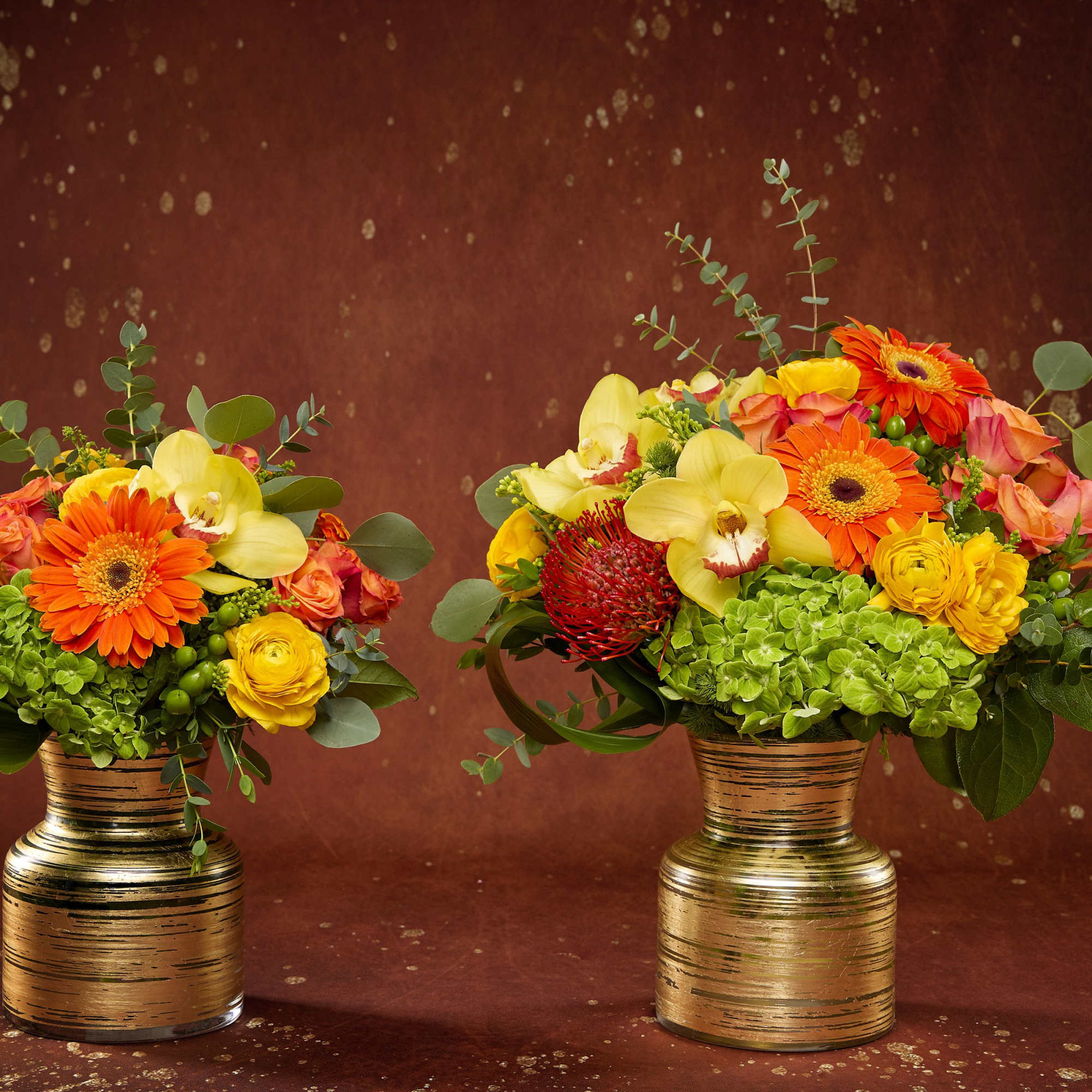 Brighten any room with the vibrant warmth of the Golden Sunset Blooms.