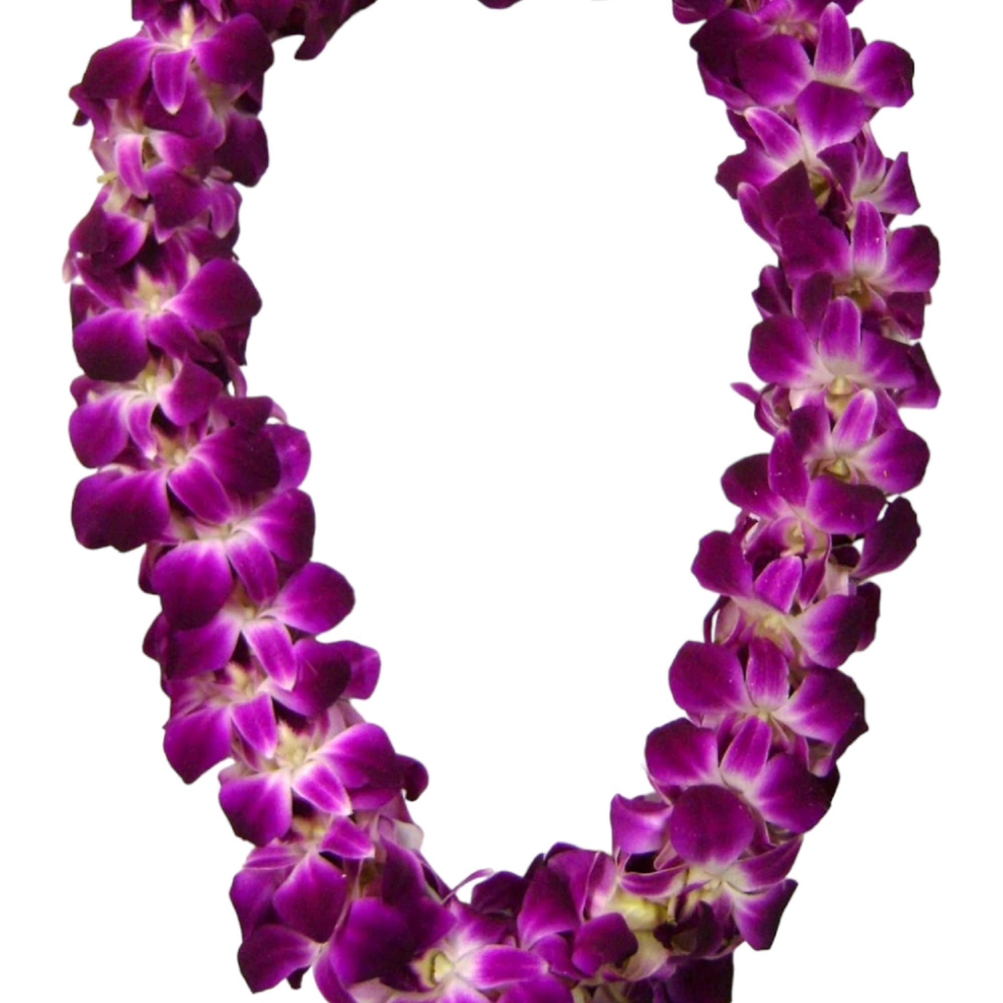 Purple orchid lei on a white background, photo 3 of 14