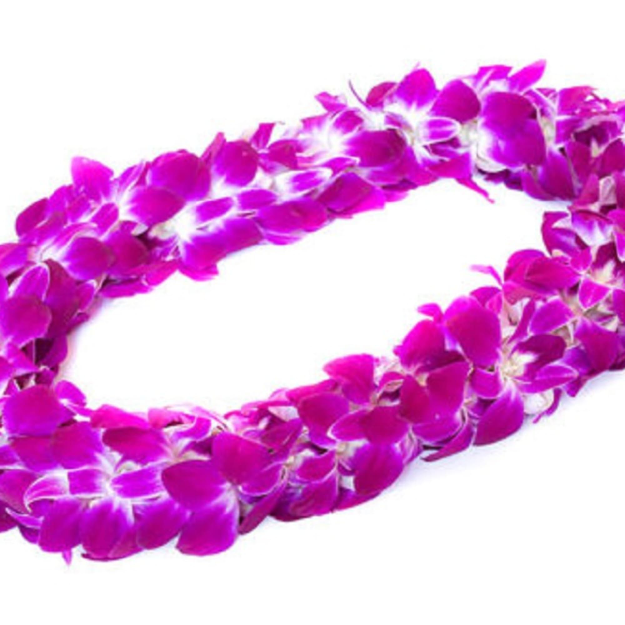 Purple orchid lei on a white background, photo 5 of 14