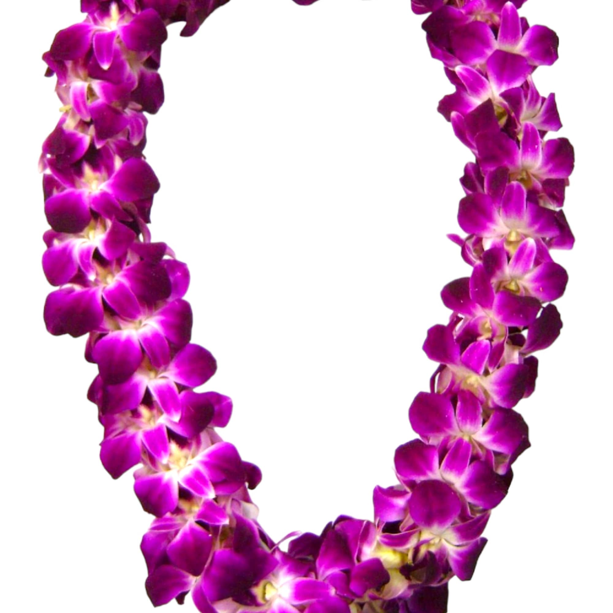 Purple orchid lei on a white background, photo 8 of 14
