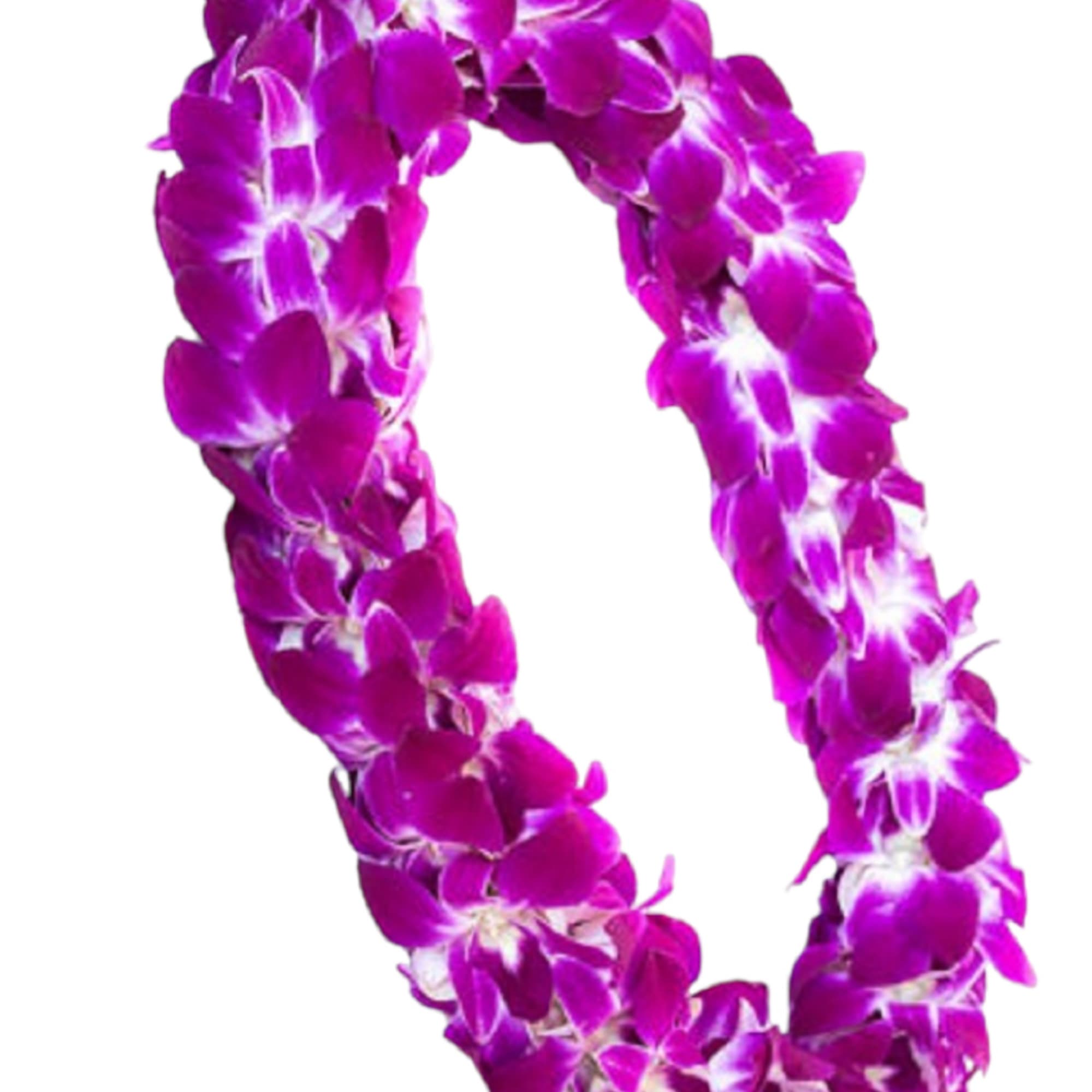 Purple orchid lei on a white background, photo 11 of 14