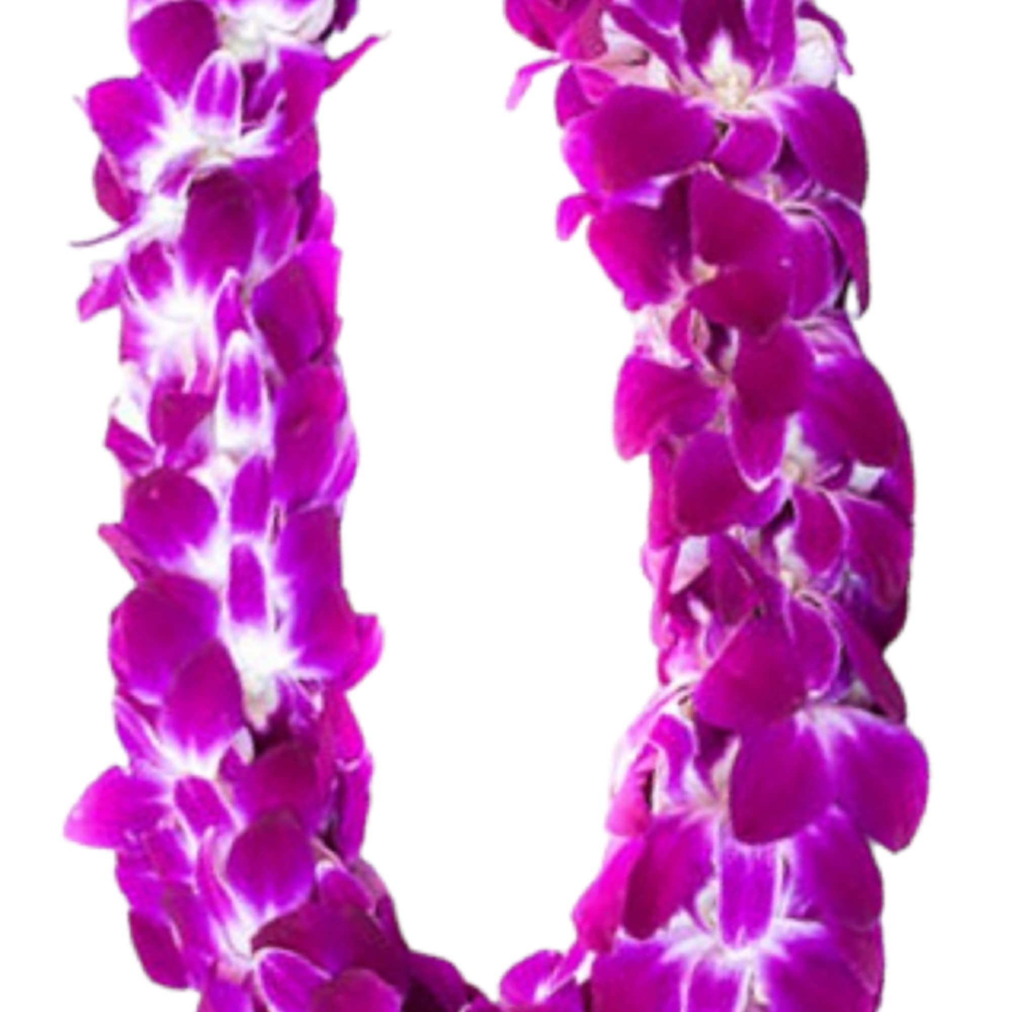 Purple orchid lei on a white background, photo 12 of 14