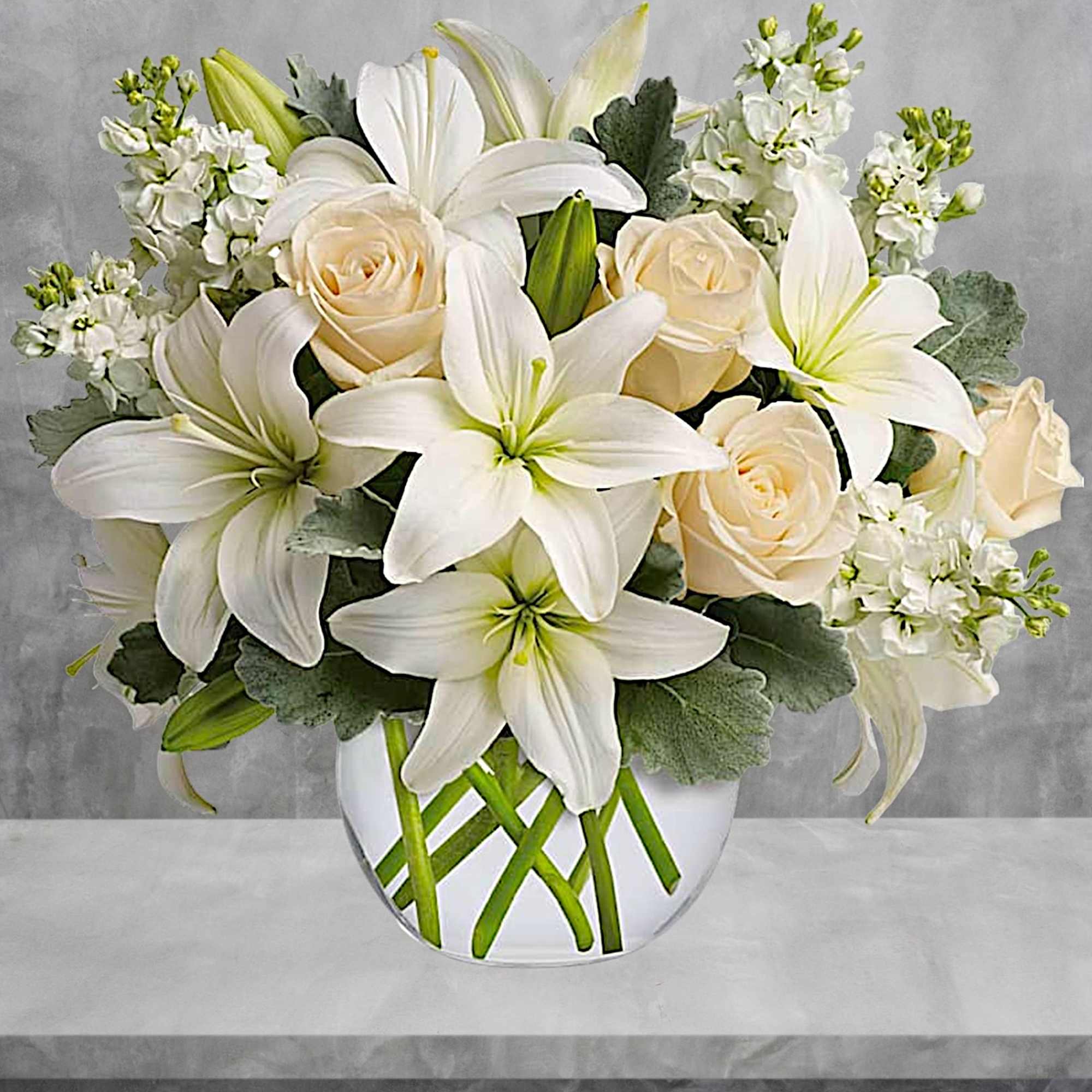 Breathtaking! Blooms of bright white and cream are rich with texture and