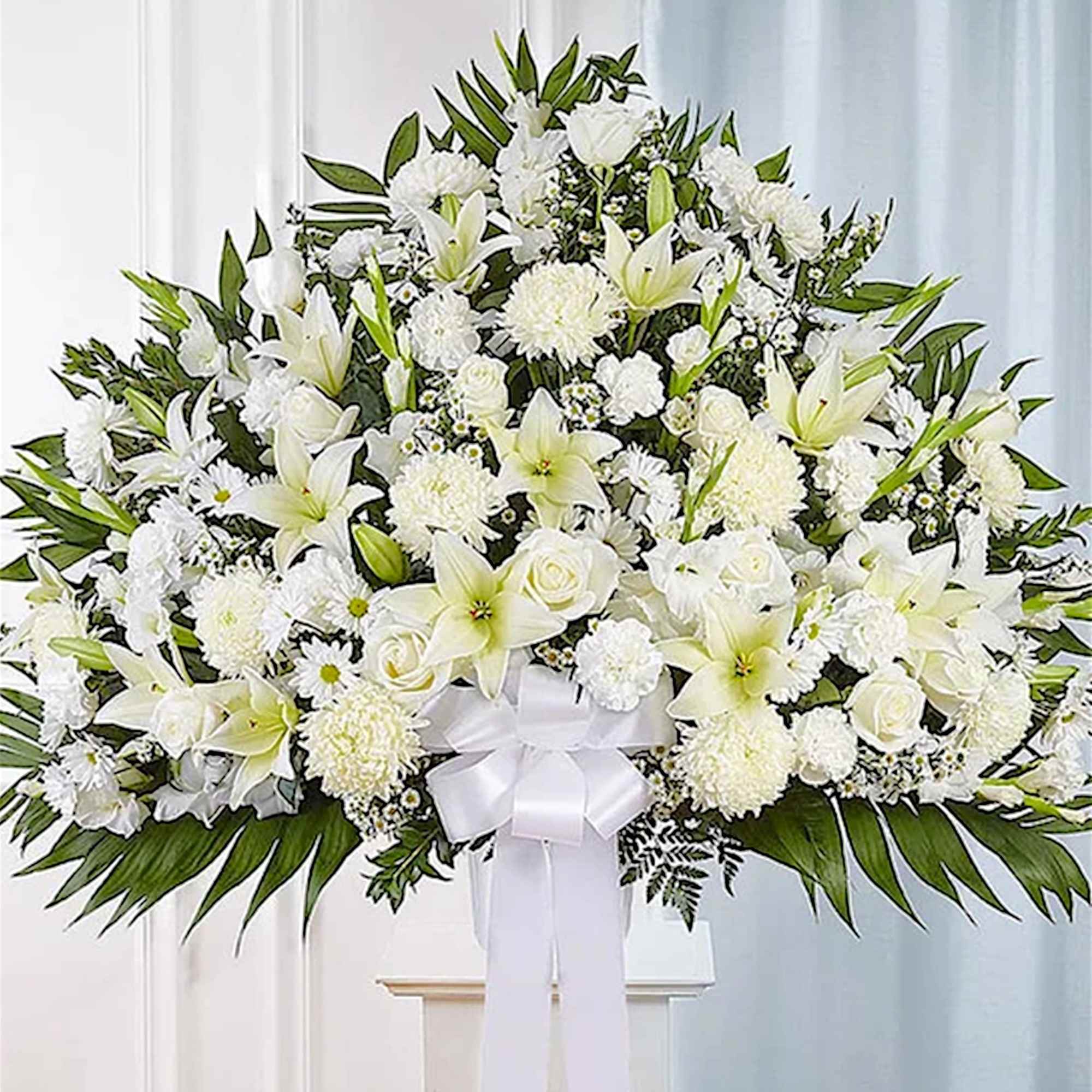 Symbolizing peace, serenity and purity, white flowers can help comfort those grieving