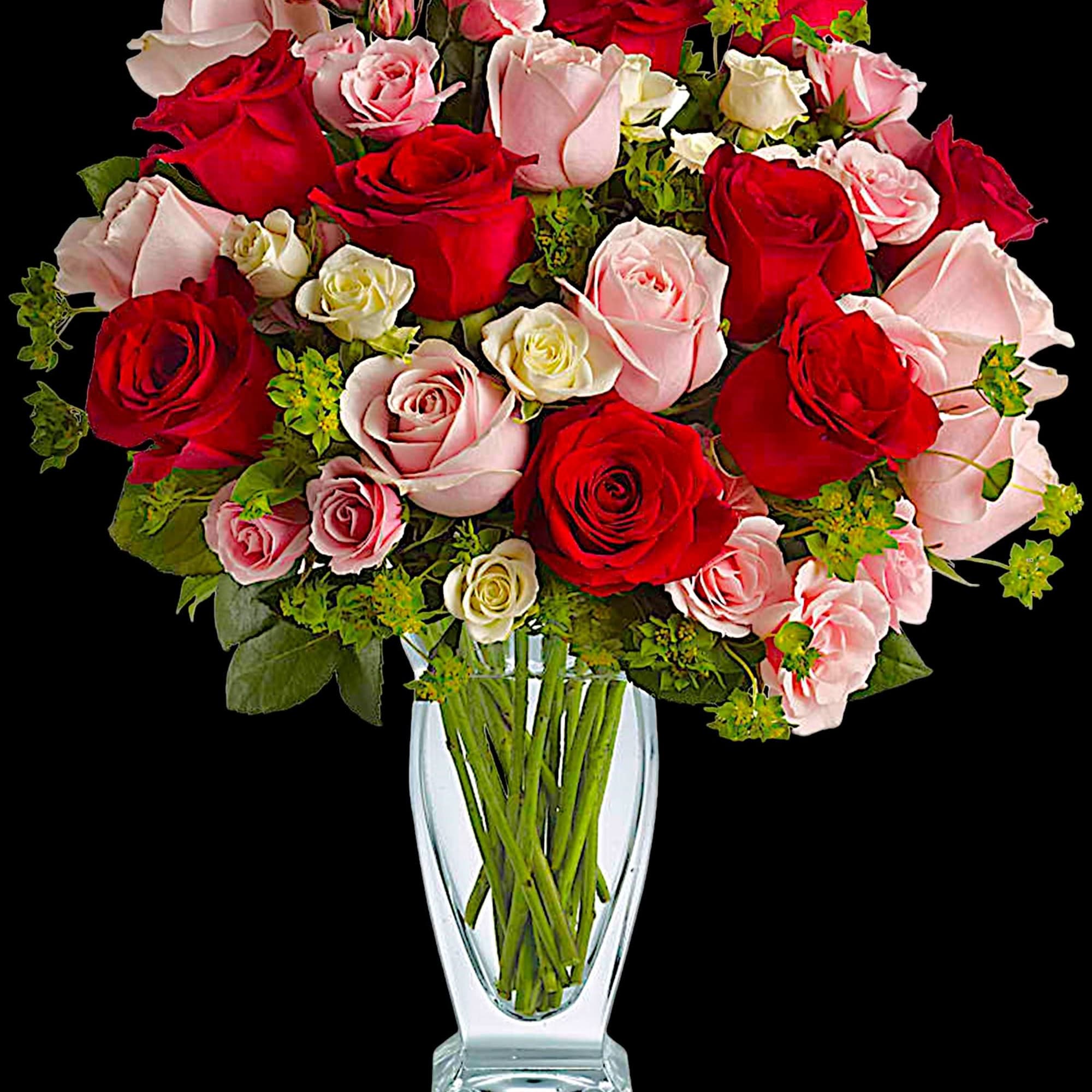 Show her your romantic side big-time with gorgeous red, pink and white