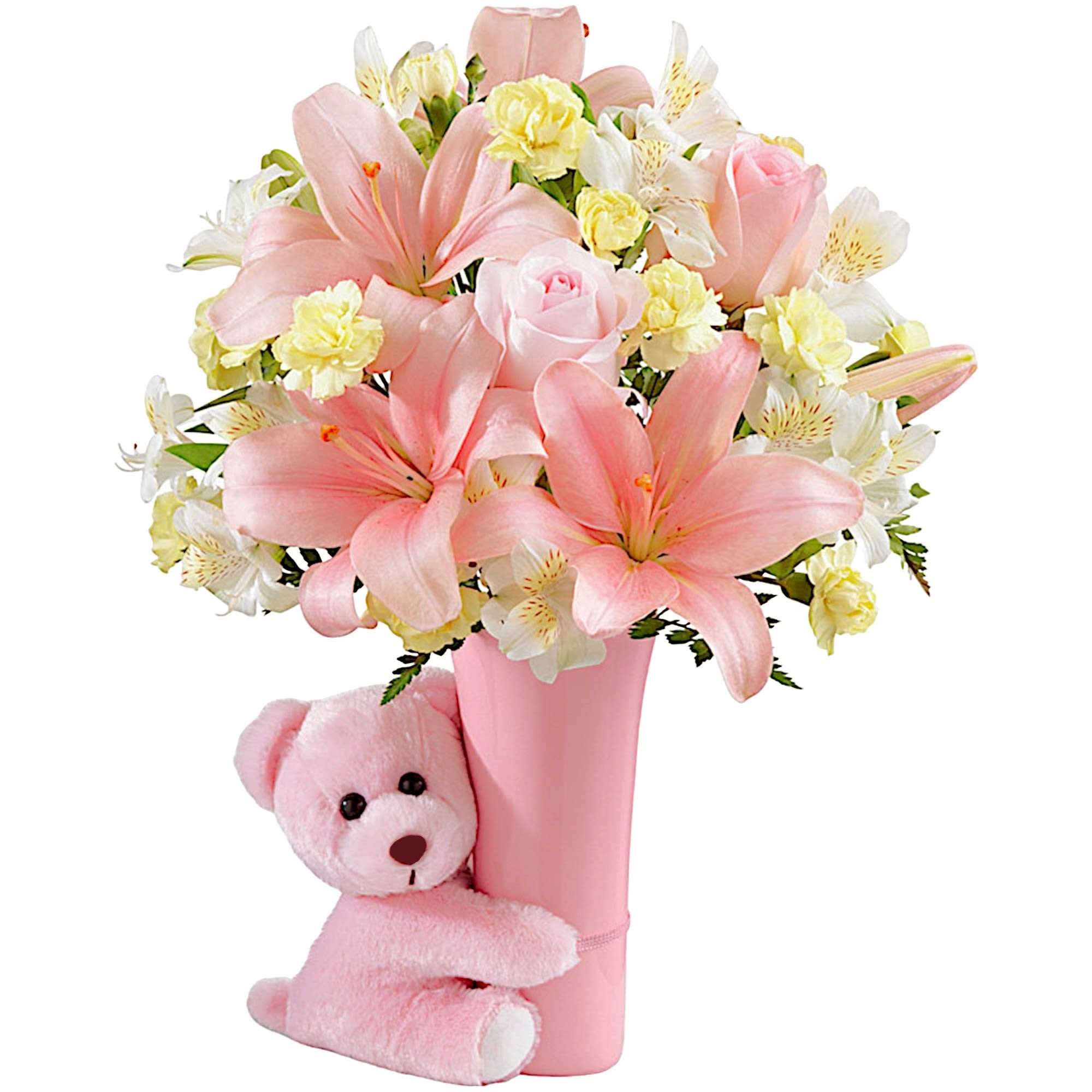 The Baby Girl Big Hug Arrangement is a sweet and adorable way