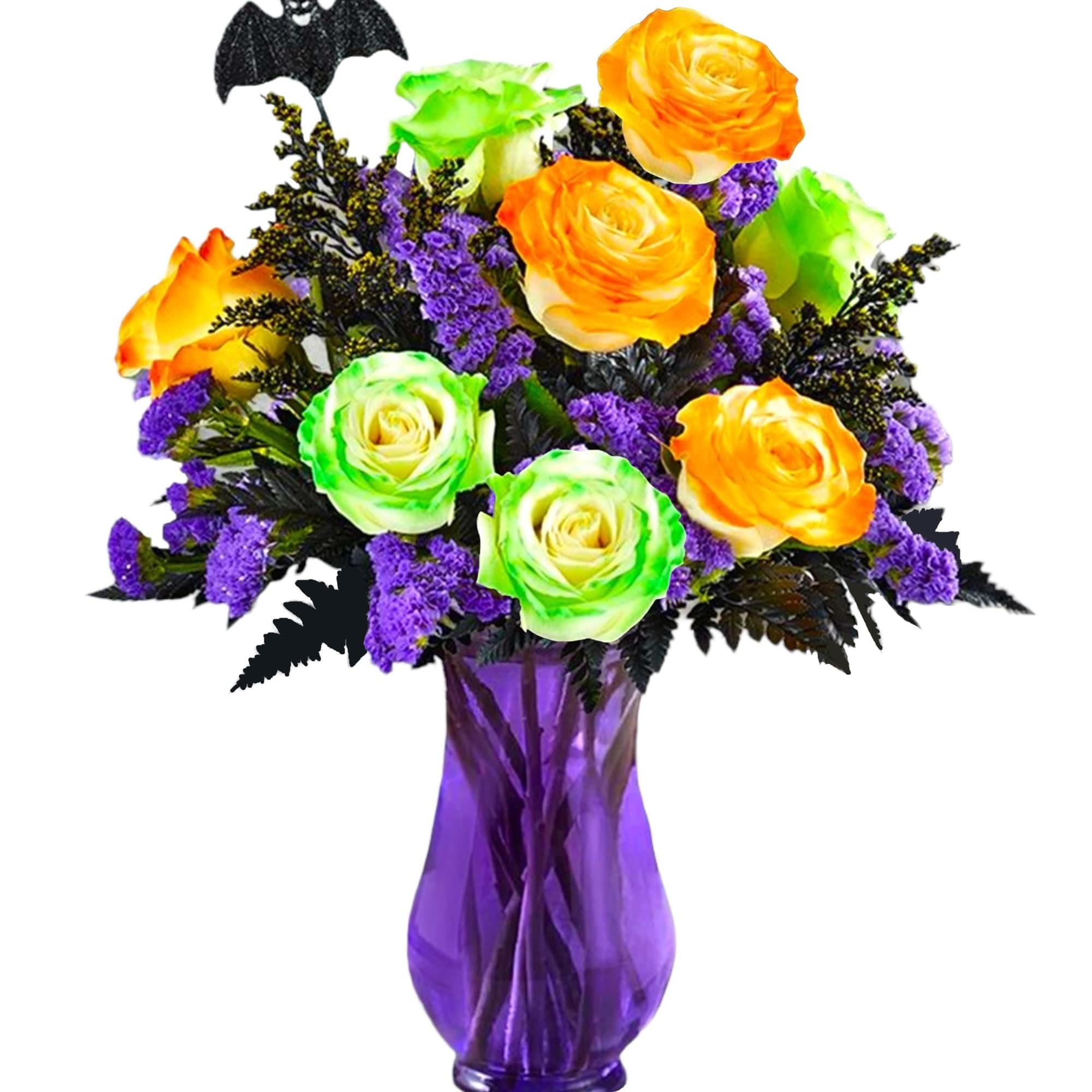 Surprise them with these orange and green Halloween rose arrangement.

DETAILS
A spooktacular rose