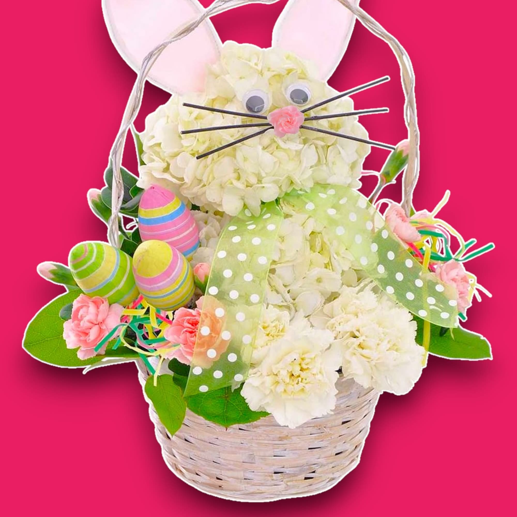 This Easter Bunny arrangement with colorful decorative eggs. Easter Bunny is wearing, photo 3 of 5