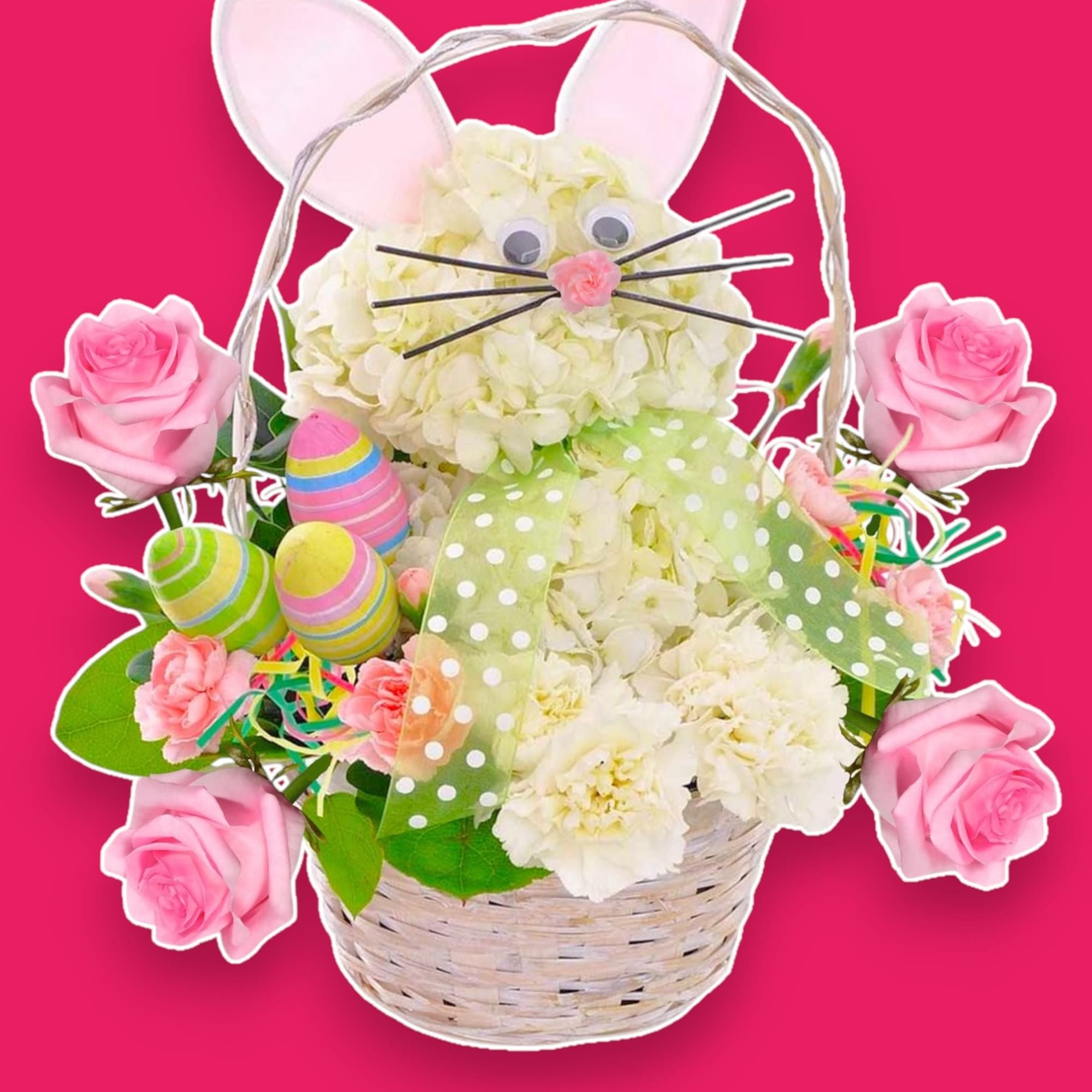 This Easter Bunny arrangement with colorful decorative eggs. Easter Bunny is wearing, photo 3 of 5