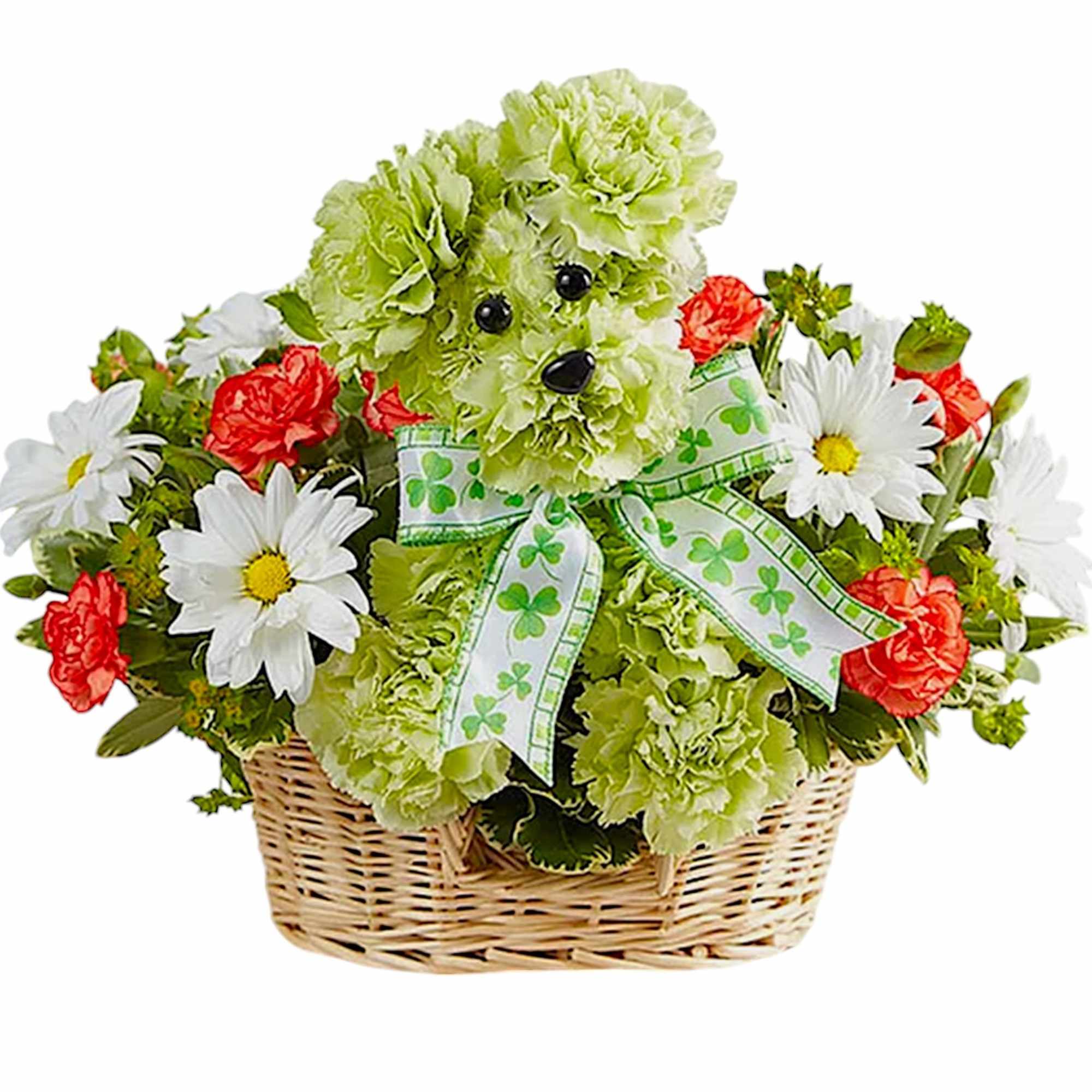Unleash smiles with the lucky dog arrangement! Hand-designed in a charming basket