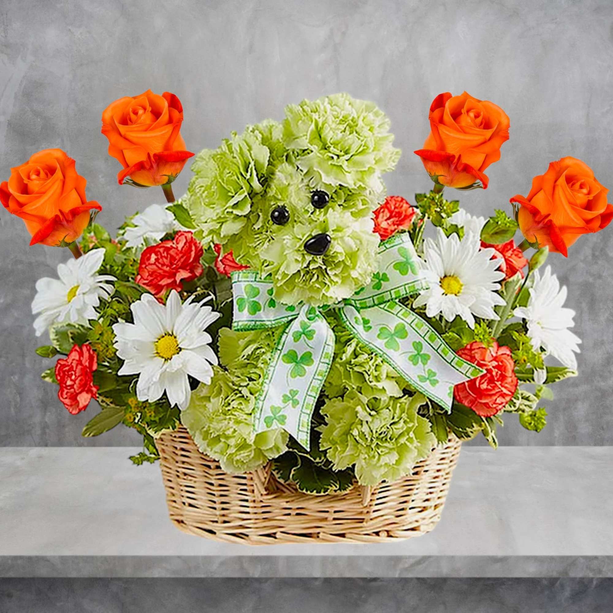 Unleash smiles with the lucky dog arrangement! Hand-designed in a charming basket, photo 4 of 6