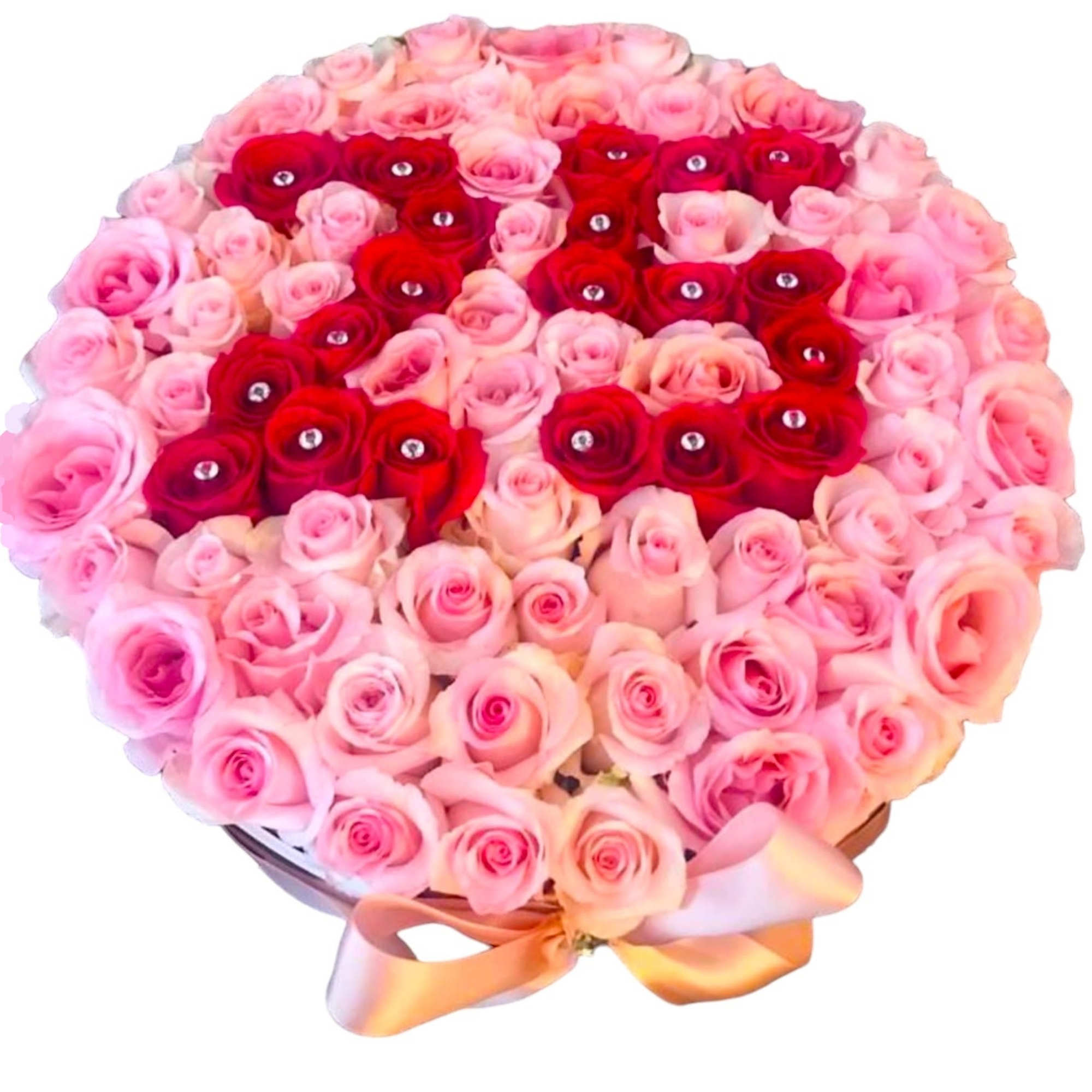 A modern flower arrangement in a Cylinder box filled with roses. Perfect, photo 2 of 8