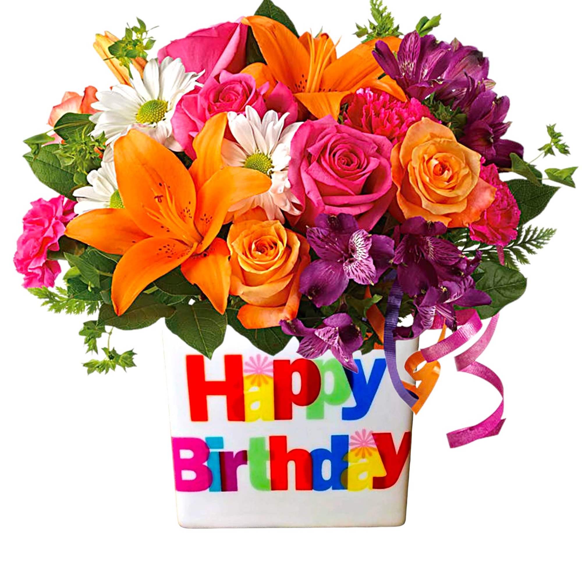 There's no mistaking this arrangement for anything but a Happy Birthday wish!