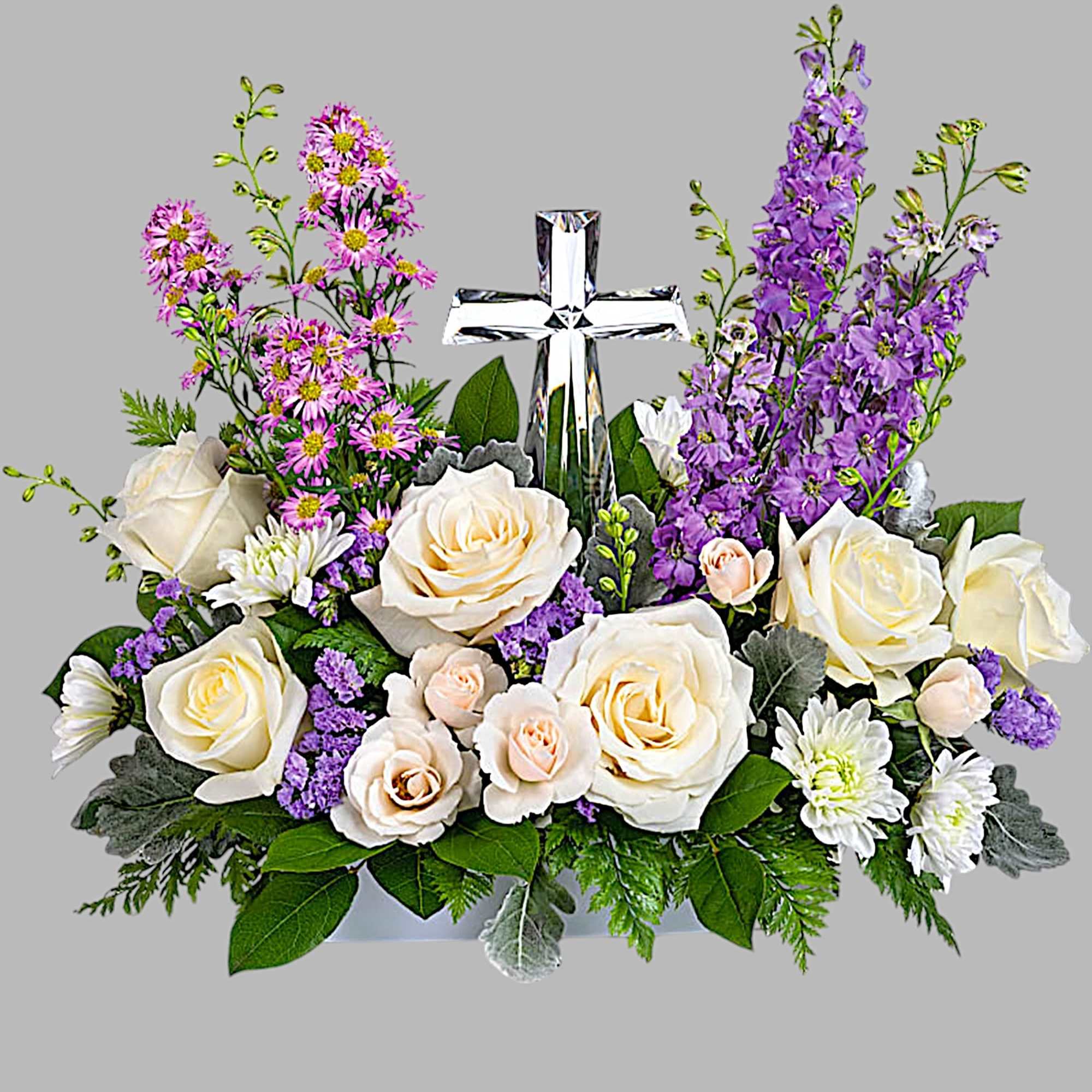 Soft and serene, this artistic array of cream and lavender blooms around, photo 4 of 4