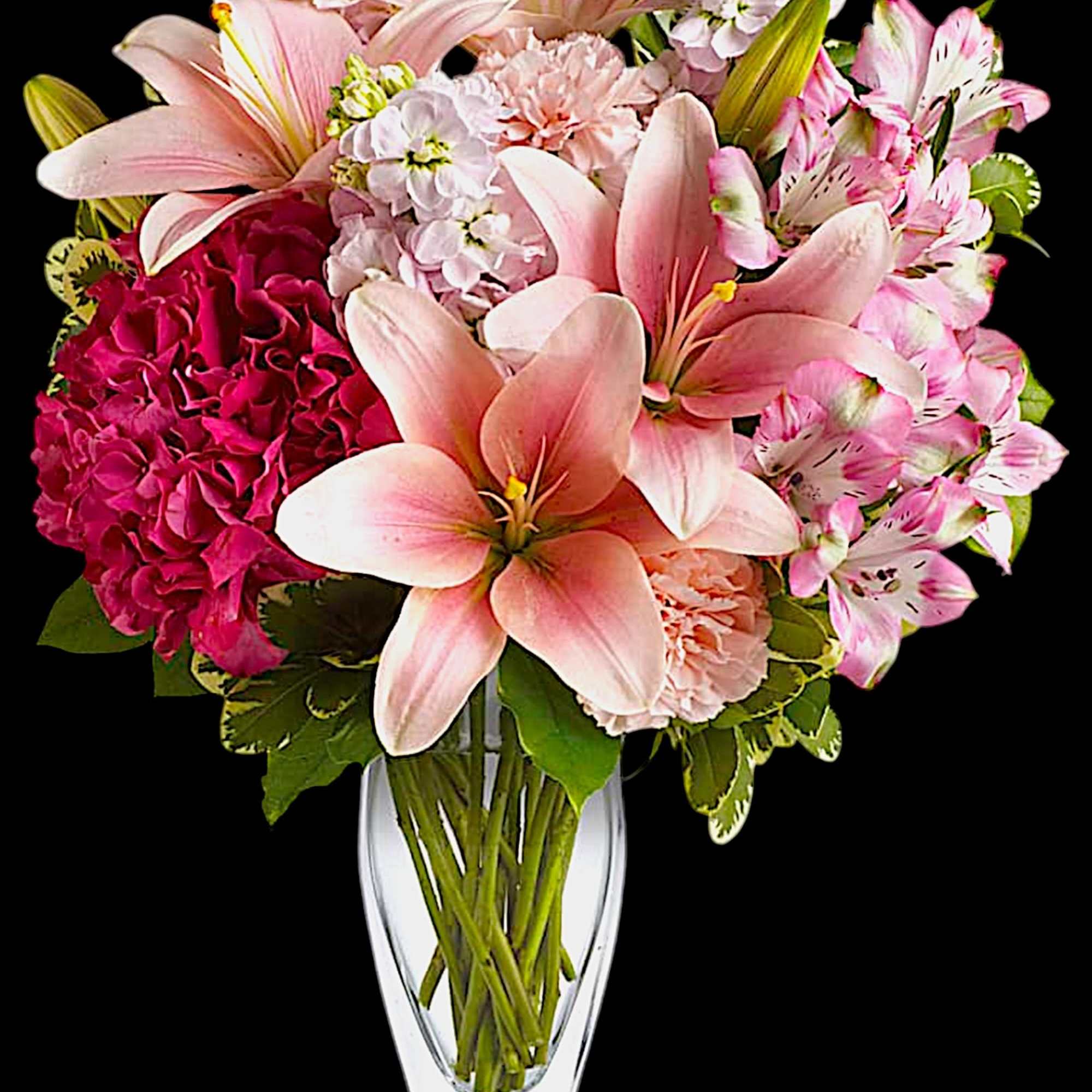 Make her blush with this romantic mix of fragrant lilies and lush