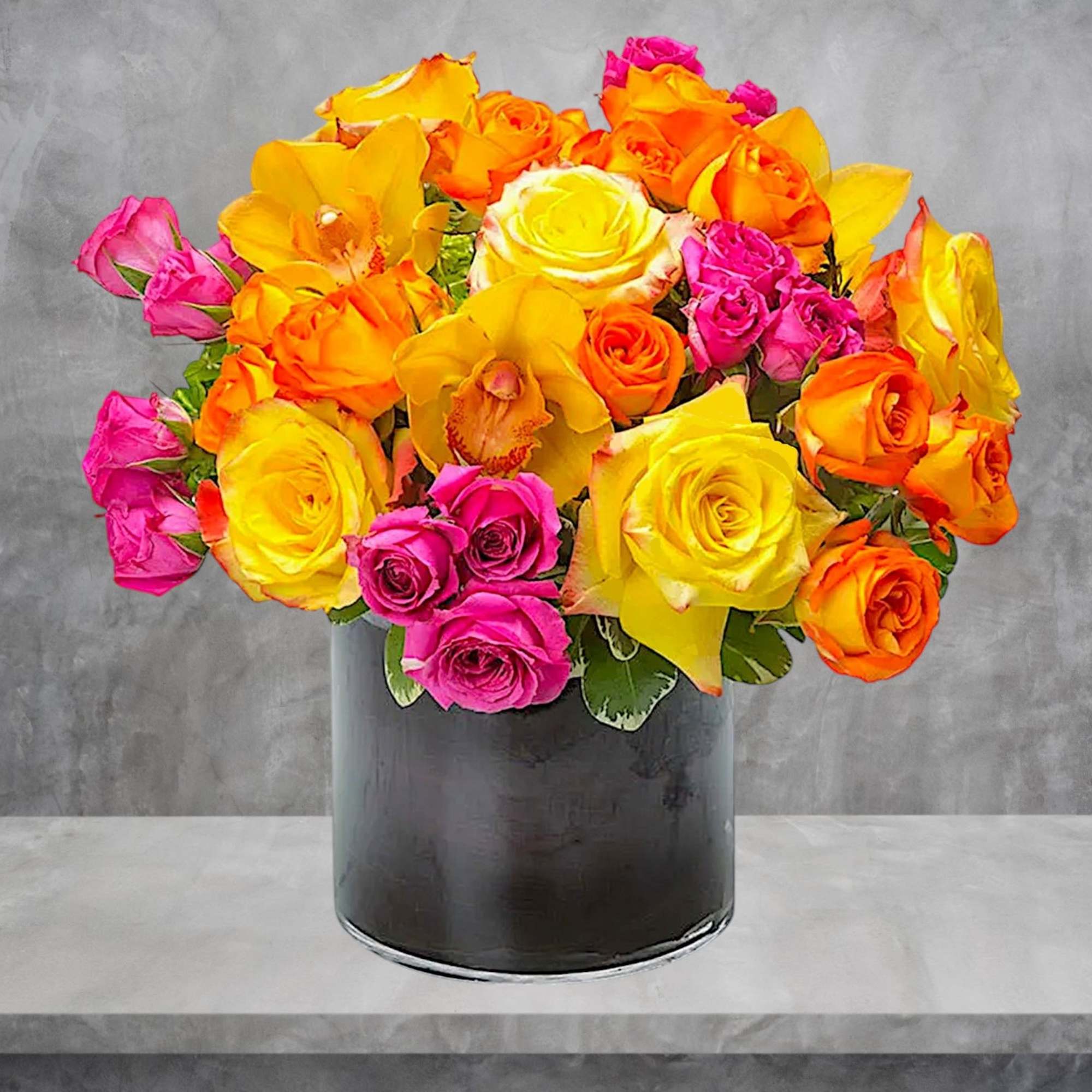 This cylindrical vase of flowers is kind of like a time capsule, photo 3 of 5