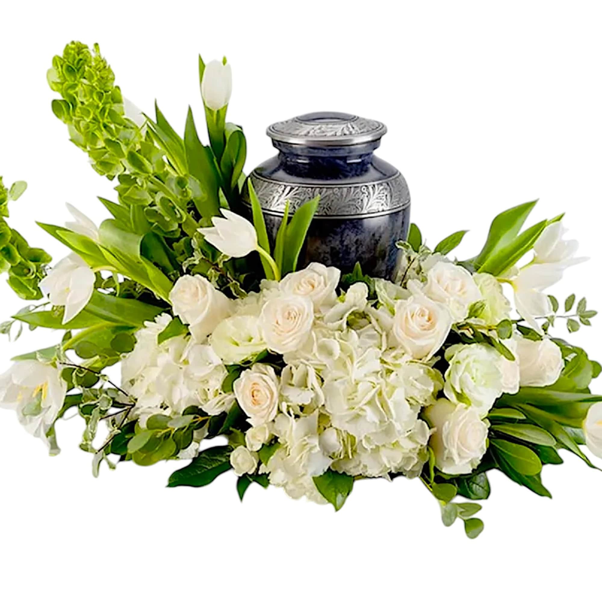 An all-white tribute, this all-white funeral urn is pure and tranquil. Featuring