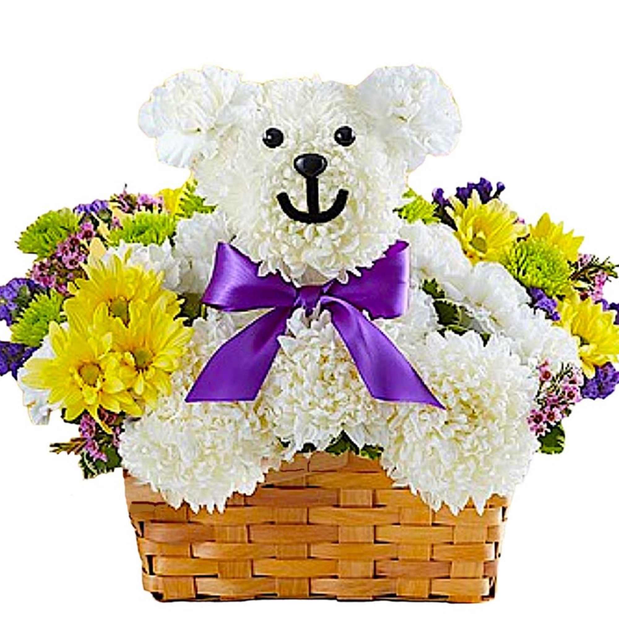 Make someone Beary Cheerful with this bear arrangement! Handcrafted from fresh white