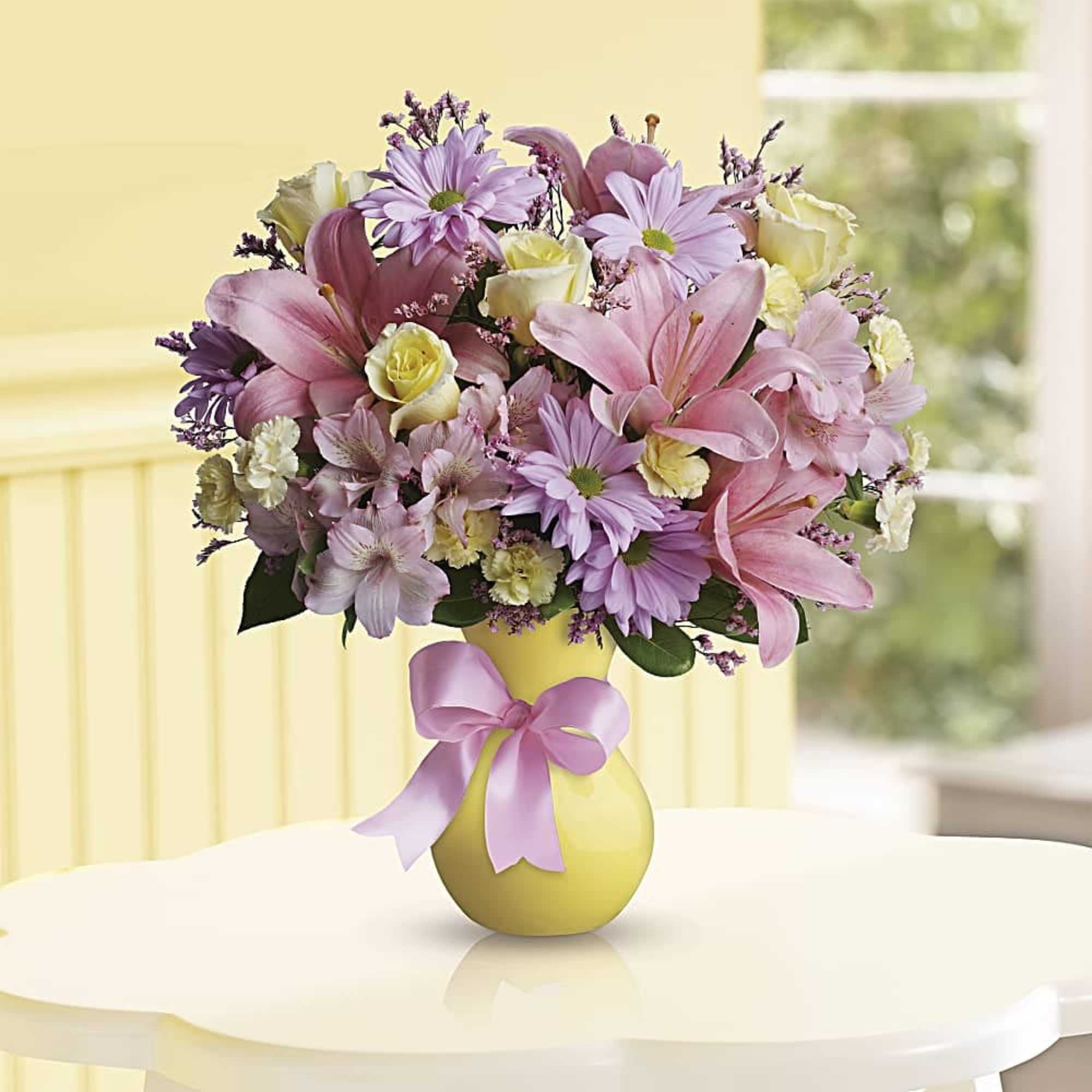 Pretty pastels and delicate flowers make this a feminine classic for your