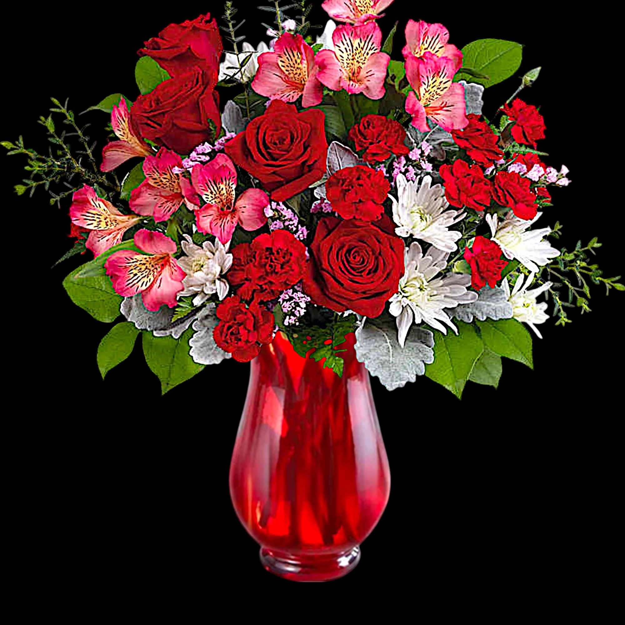 Honor the beauty of true love with this vibrant flower arrangement of