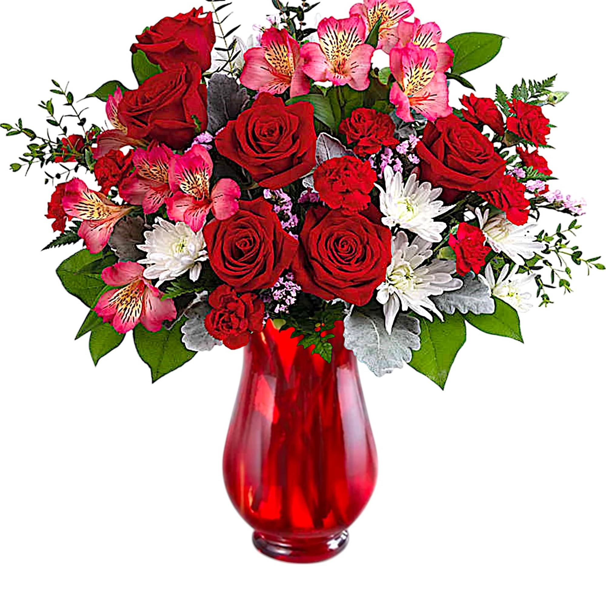 Honor the beauty of true love with this vibrant flower arrangement of