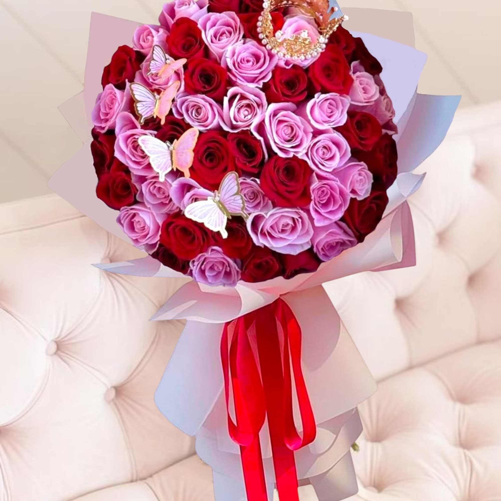 Surprise them with 50, 75, or 100 beautiful pink and red long, photo 2 of 5