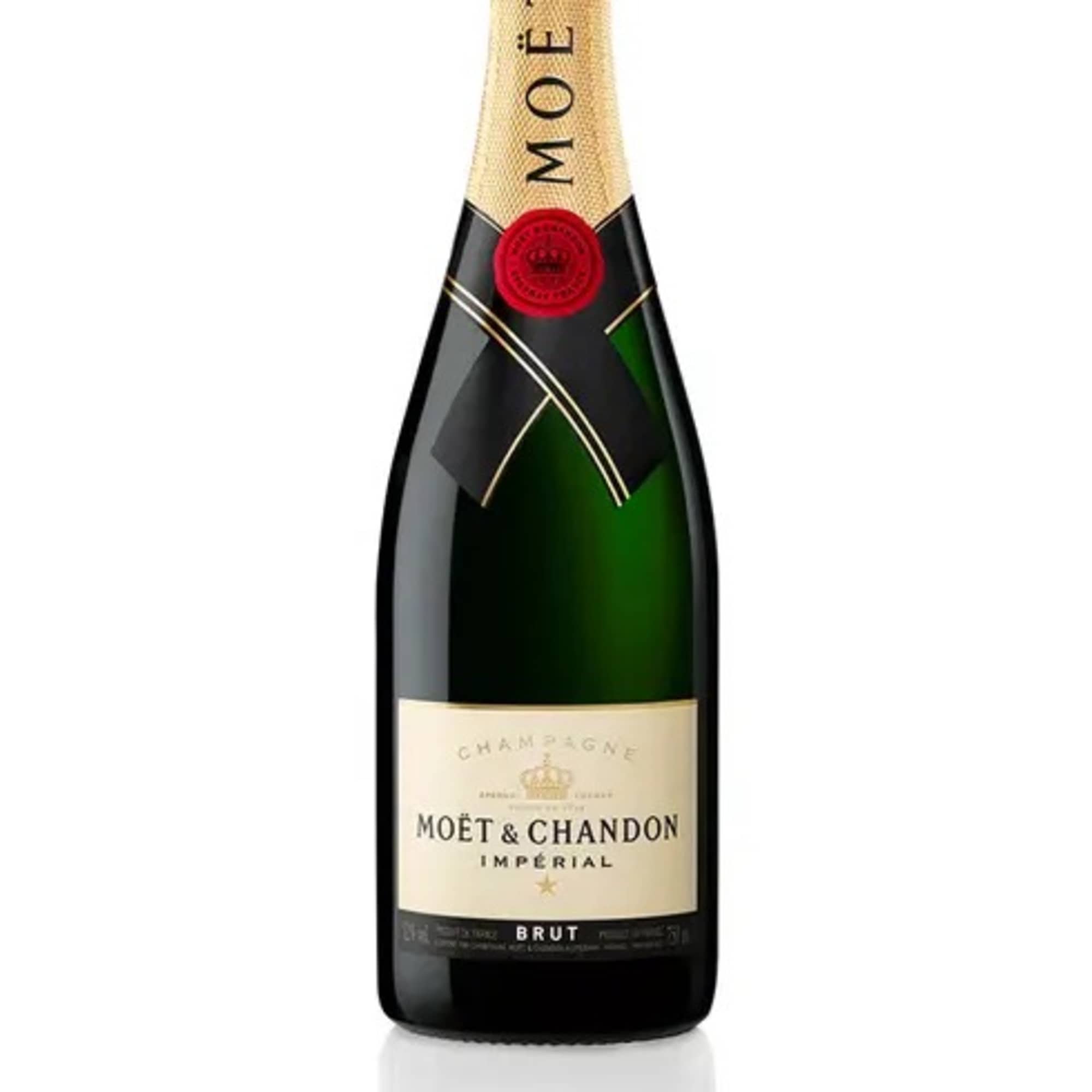 Bottle of Moët & Chandon champagne on a white background