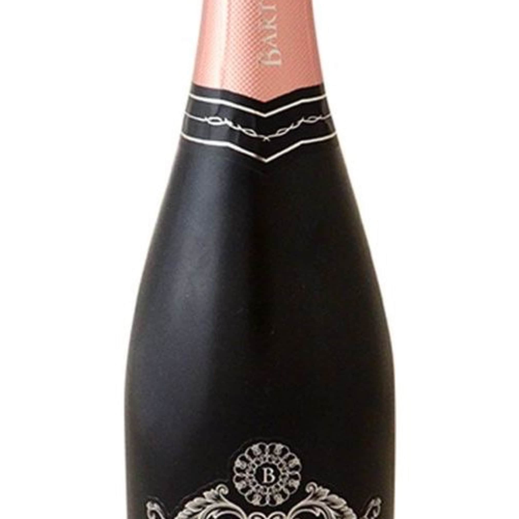 Bottle of Bartenura rosé sparkling wine with a pink foil top