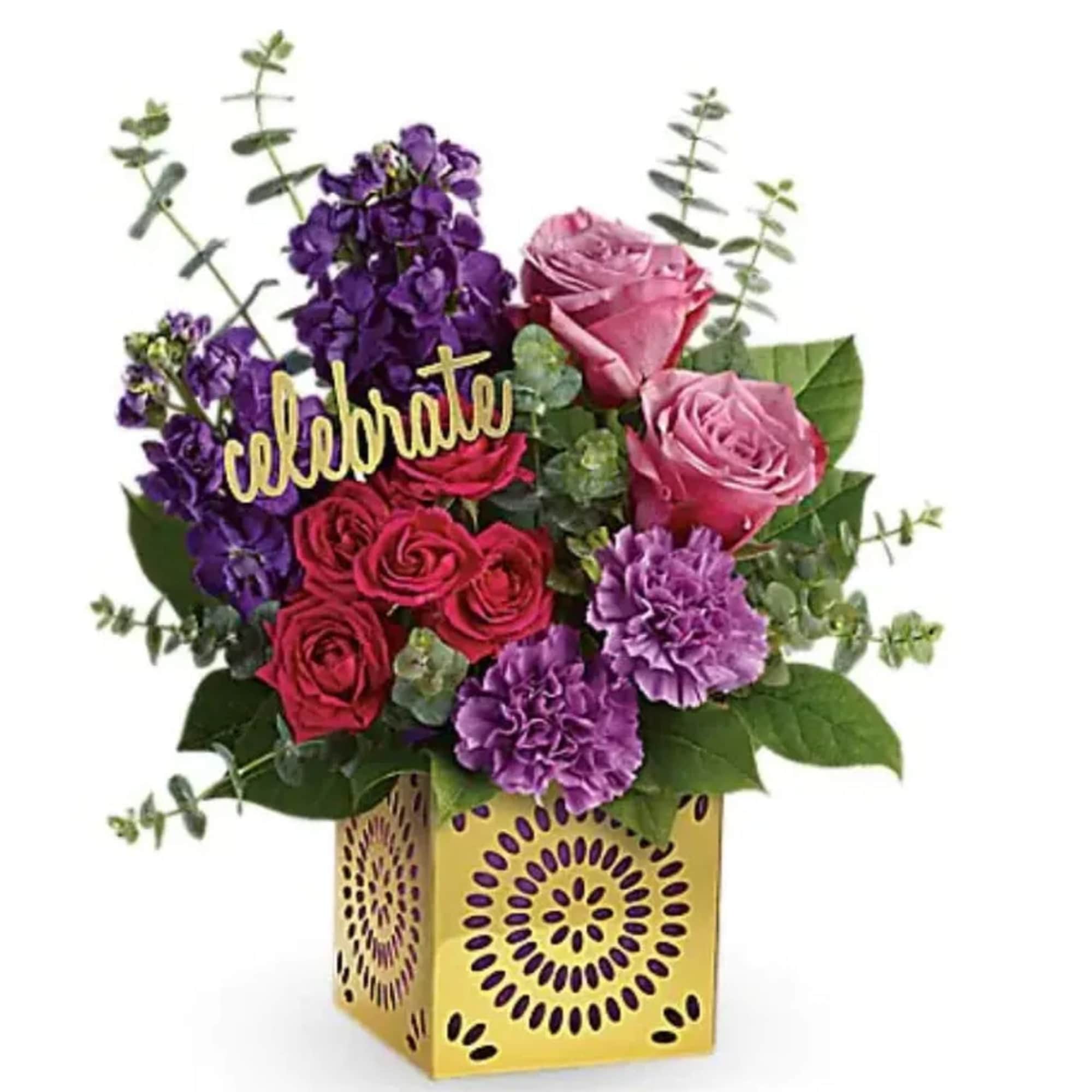 Celebrate any occasion in style with this glorious gift! Luxurious lavender roses