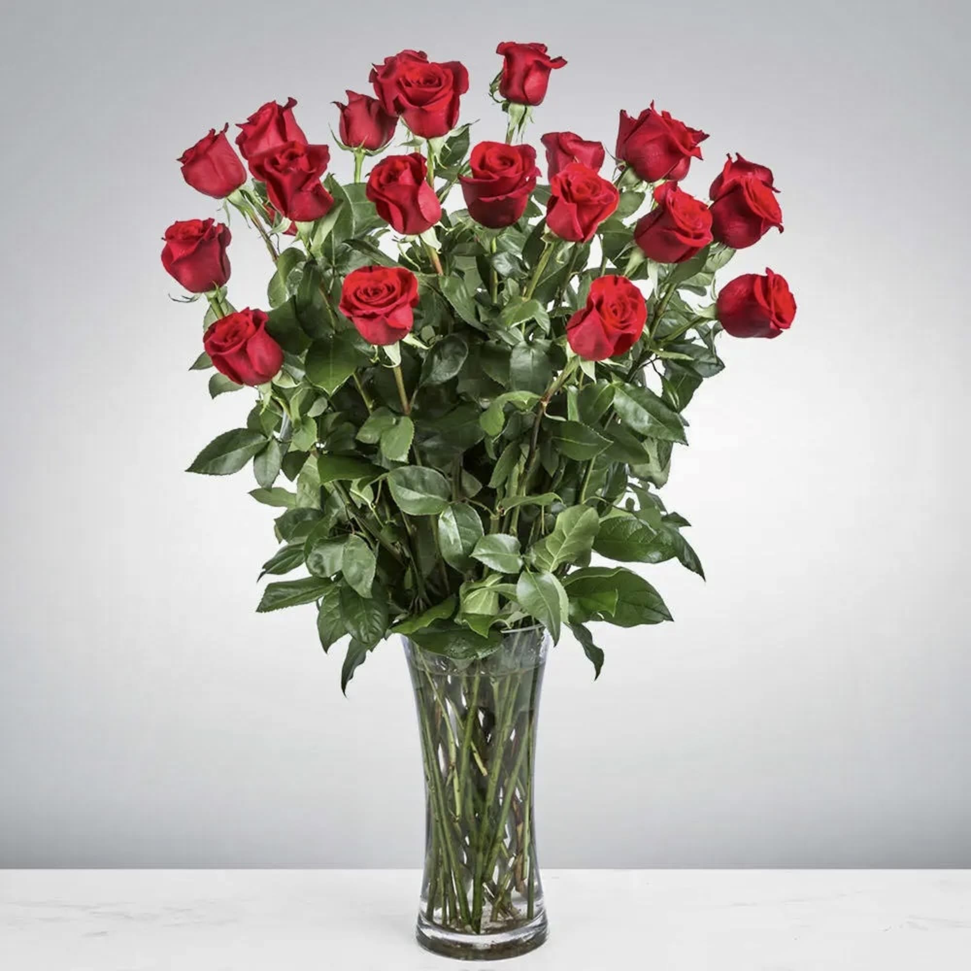 These two dozen red roses provides the classic romantic gift. It's perfect