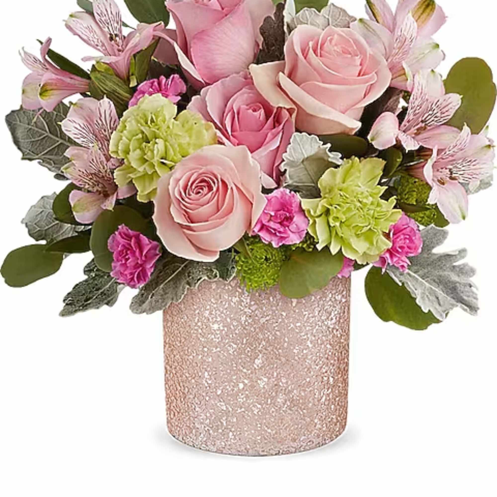 Shower her with love using our dazzling glass cylinder, adorned in ballerina