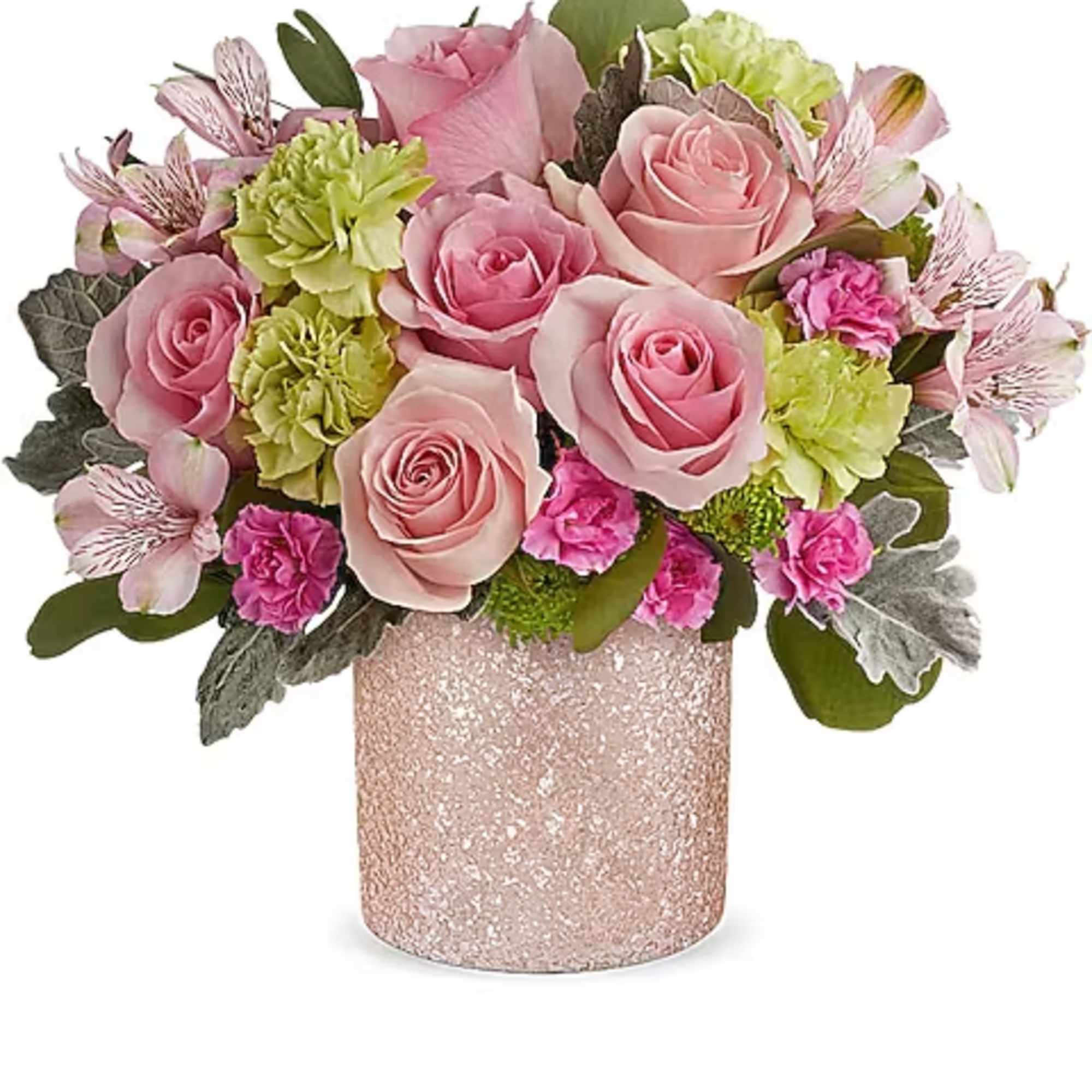 Shower her with love using our dazzling glass cylinder, adorned in ballerina
