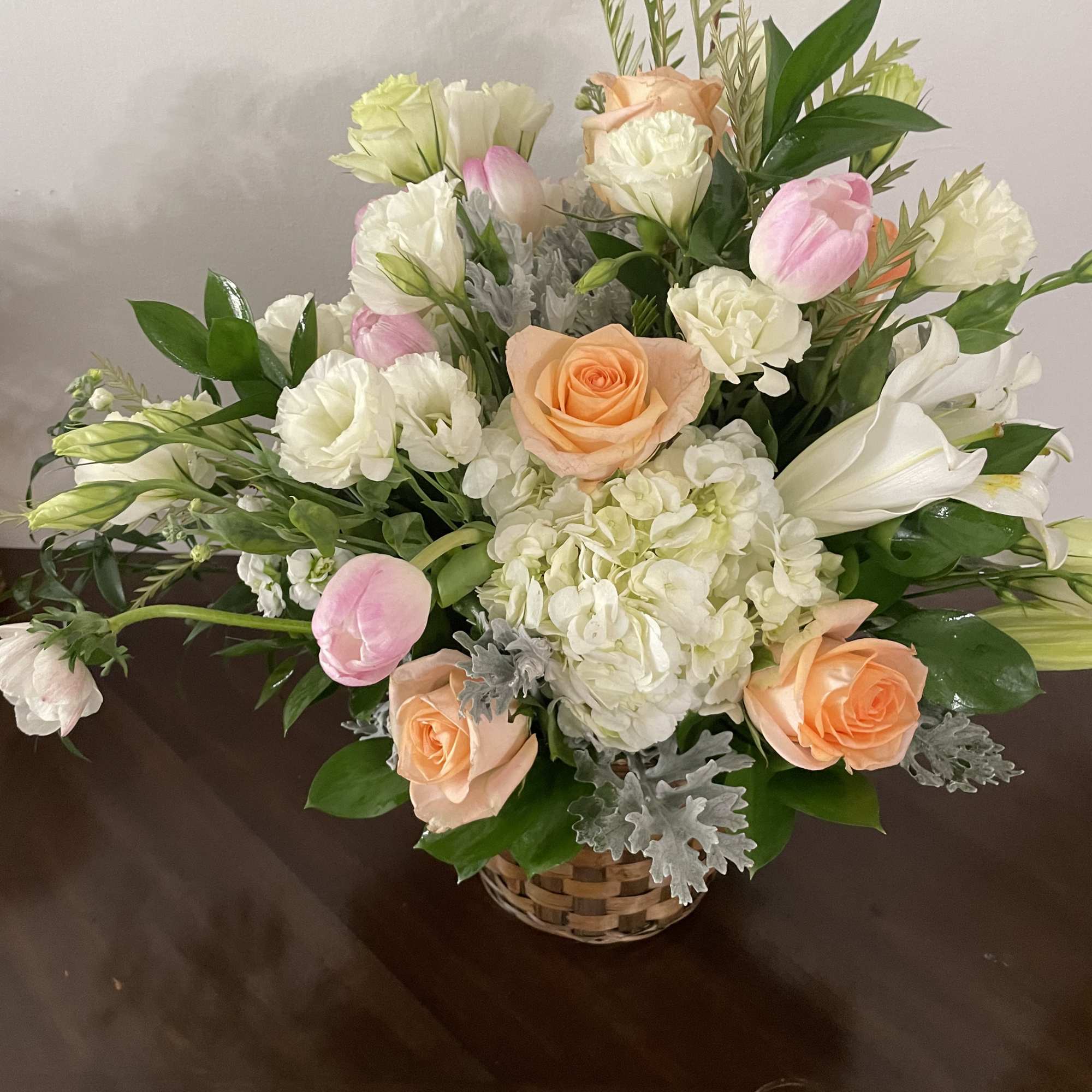 A large pastel-colored basket suitable for sending to the home after the, photo 2 of 2