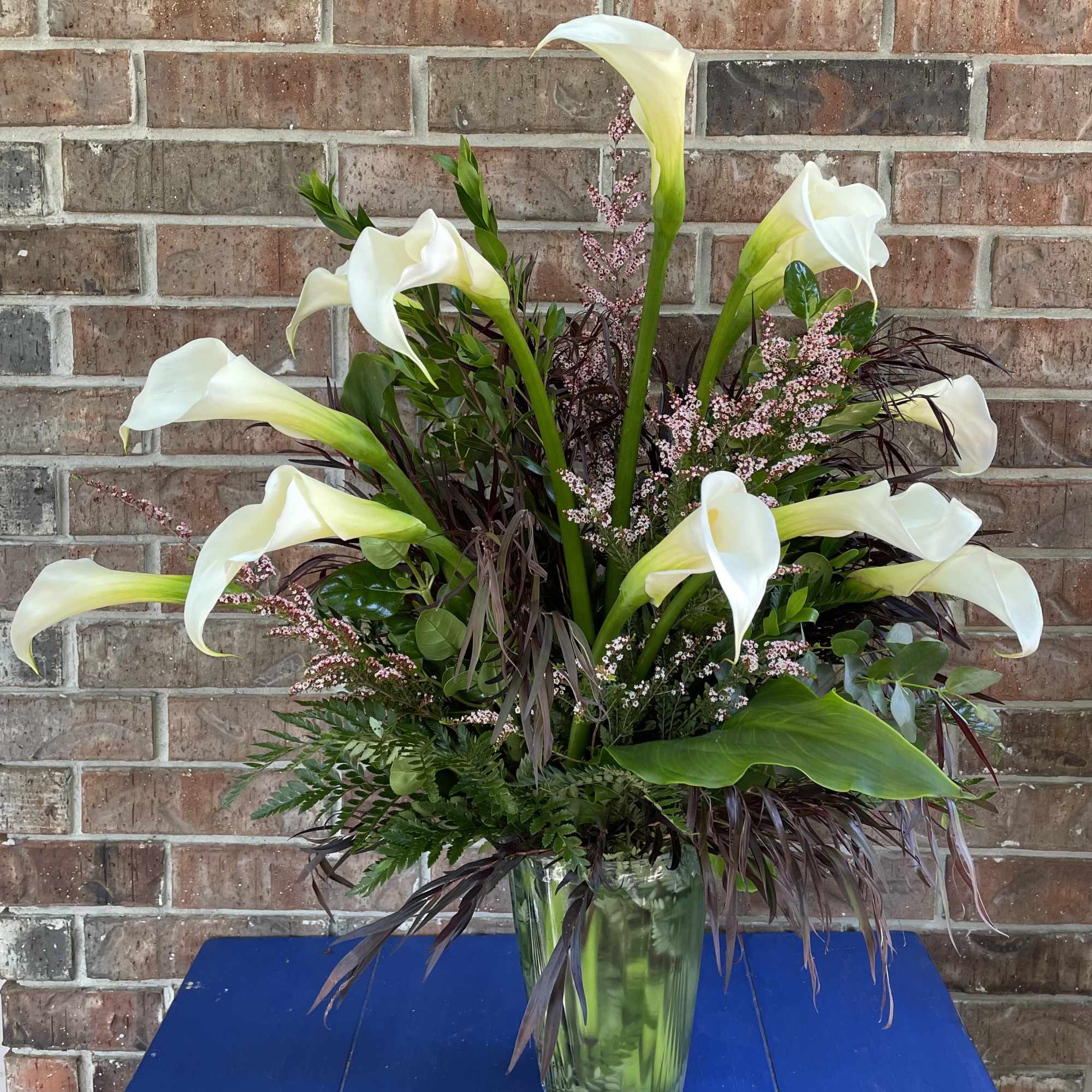 Elegant display of Standard Calla Lilies  
