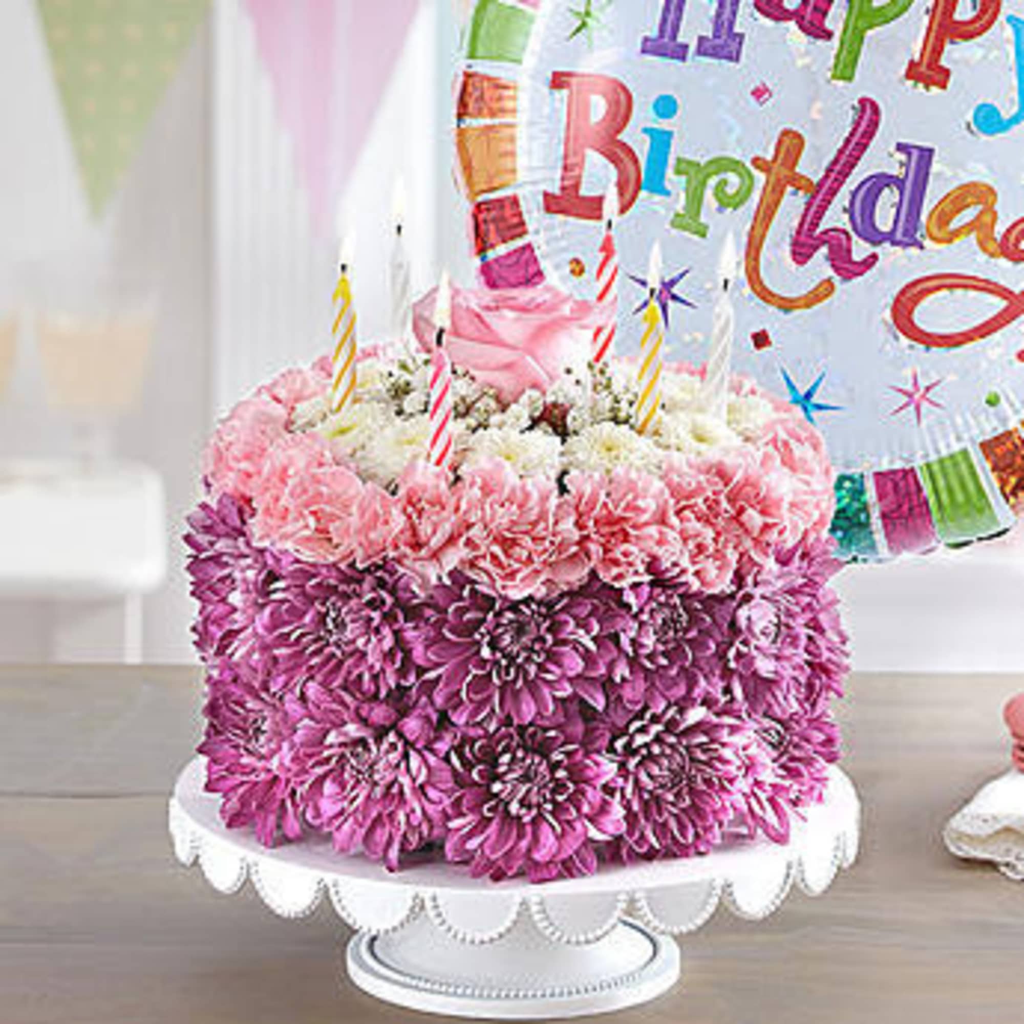 No matter how you slice it, our Birthday Wishes Flower Cake will