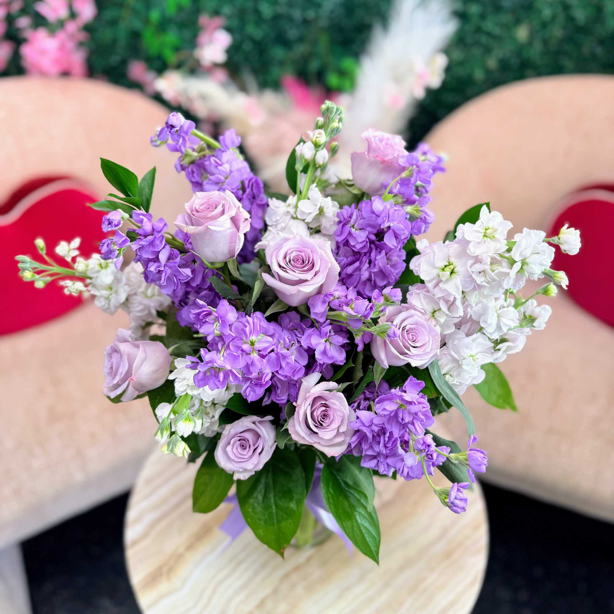 A soft and elegant arrangement featuring delicate lavender looms. Designed in a, photo 2 of 3