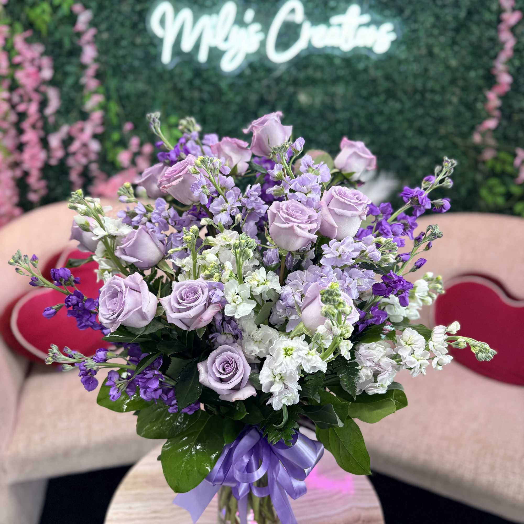 A soft and elegant arrangement featuring delicate lavender looms. Designed in a, photo 3 of 3