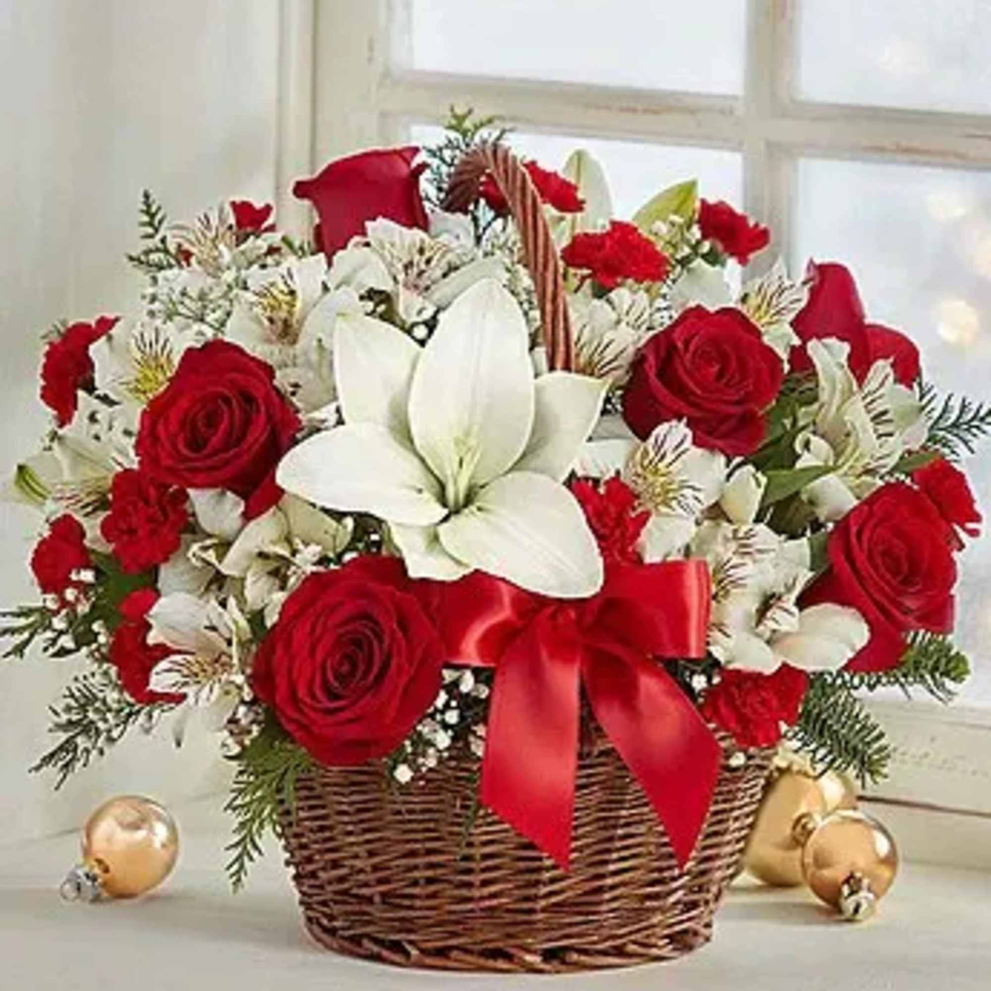 Fields of Europe Basket Christmas Arrangement: Our florists have hand-arranged the freshest