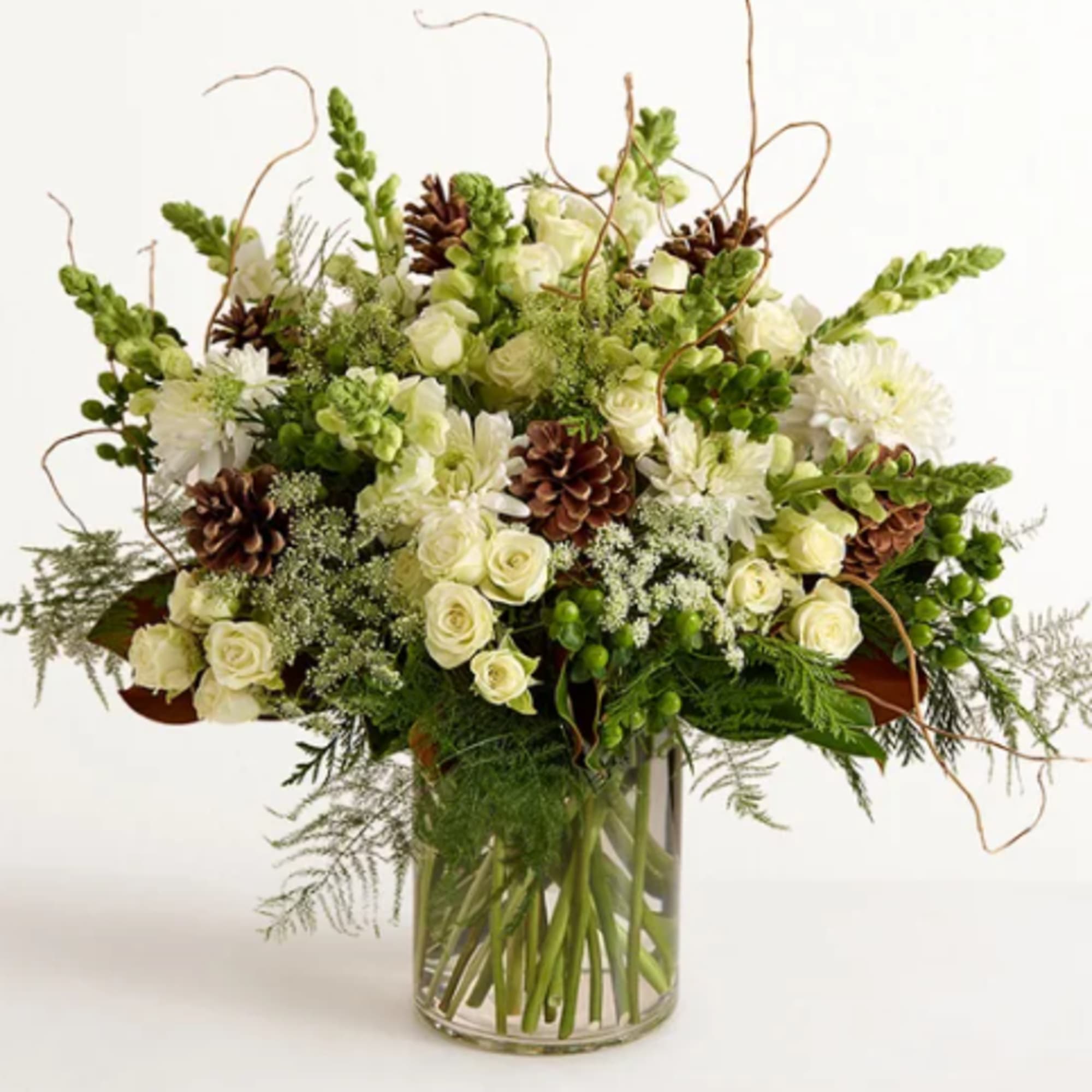 The beauty of the Rocky Mountains woodlands inspired this quietly luxurious arrangement.