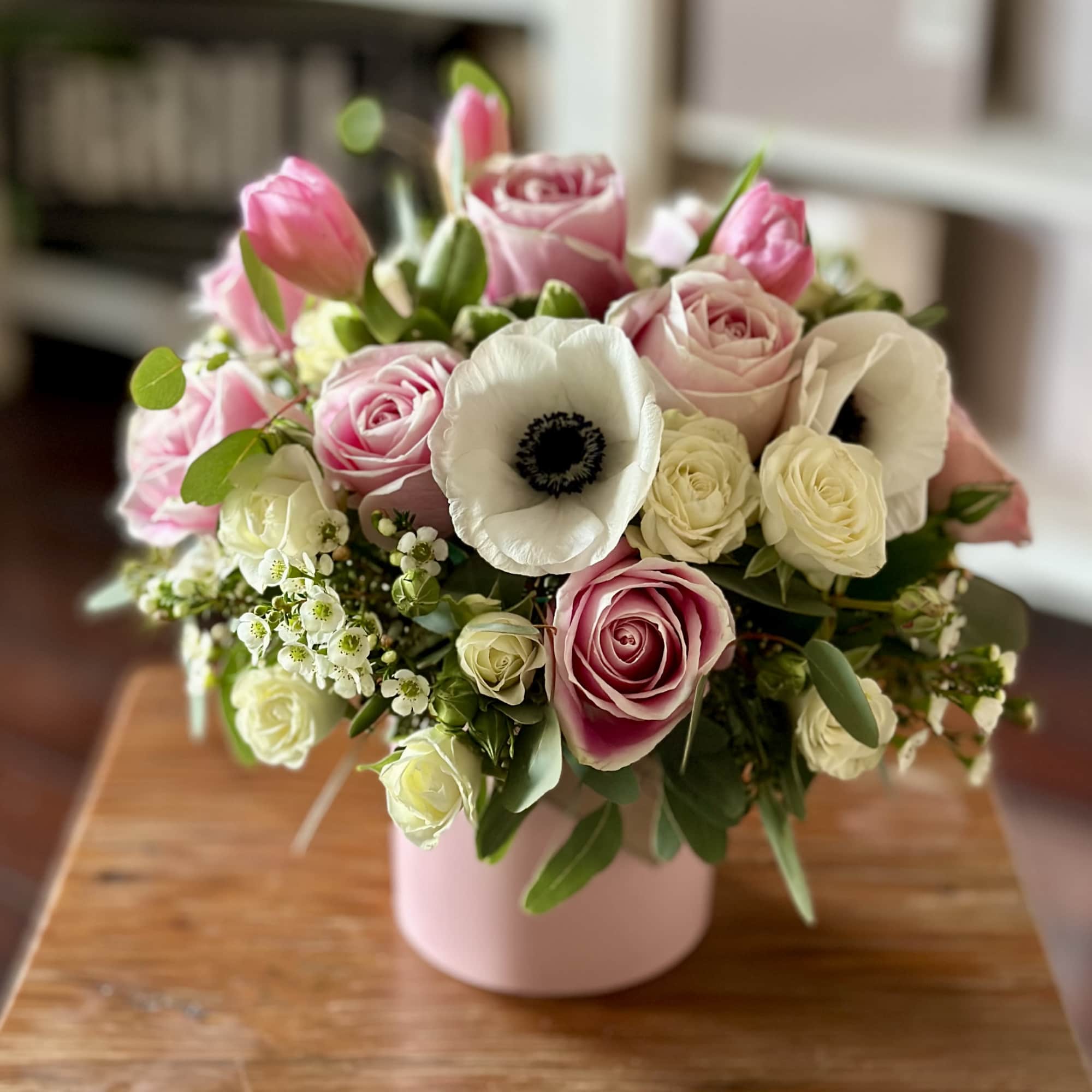 Imagine a soft, delicate pink arrangement that combines the grace of Pink