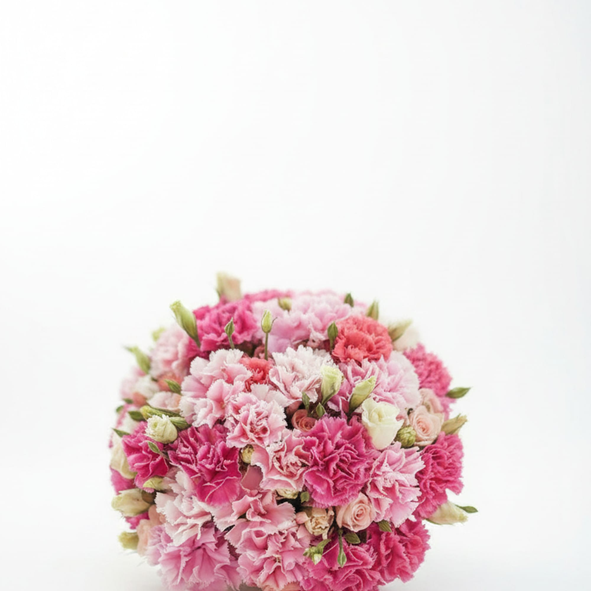 **PLACE COLOR PREFERENCE IN COMMENTS**
Layered pink carnations take center stage in this