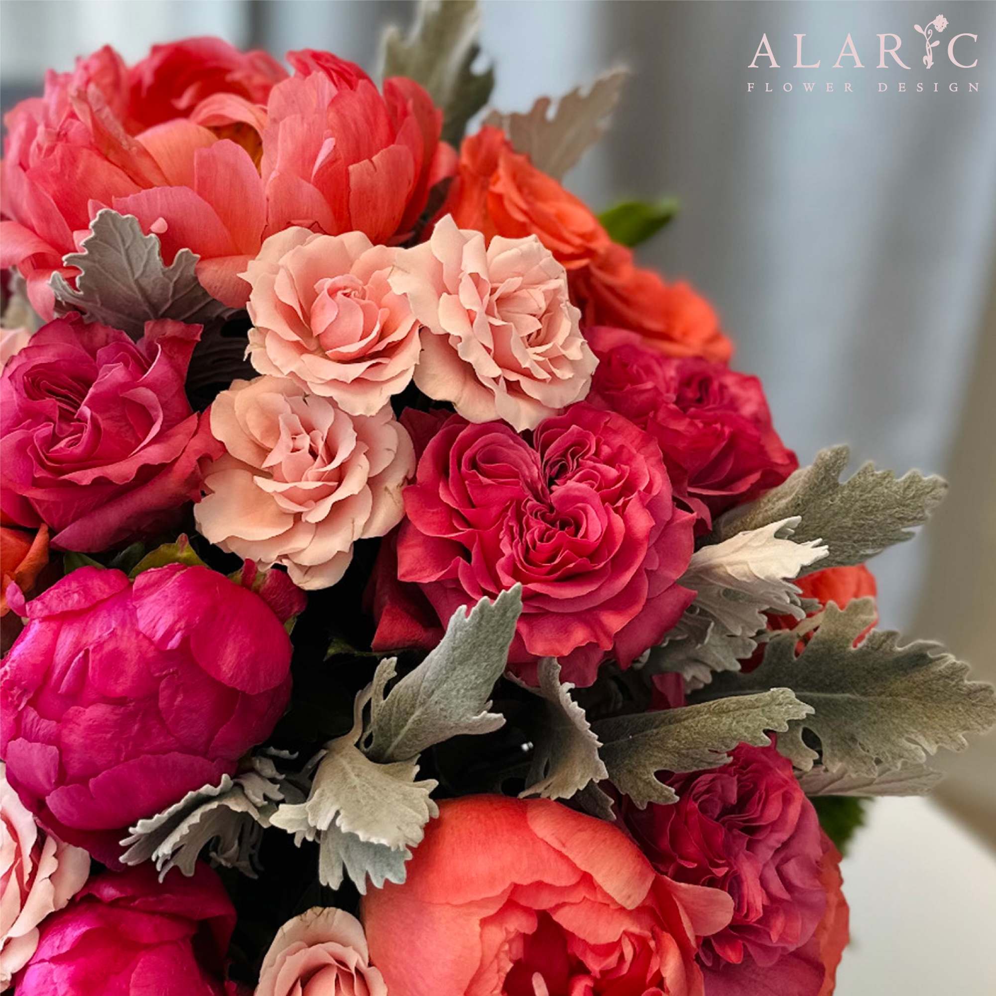 Gift this arrangement of peonies mixed with roses in a ceramic pot, photo 2 of 2