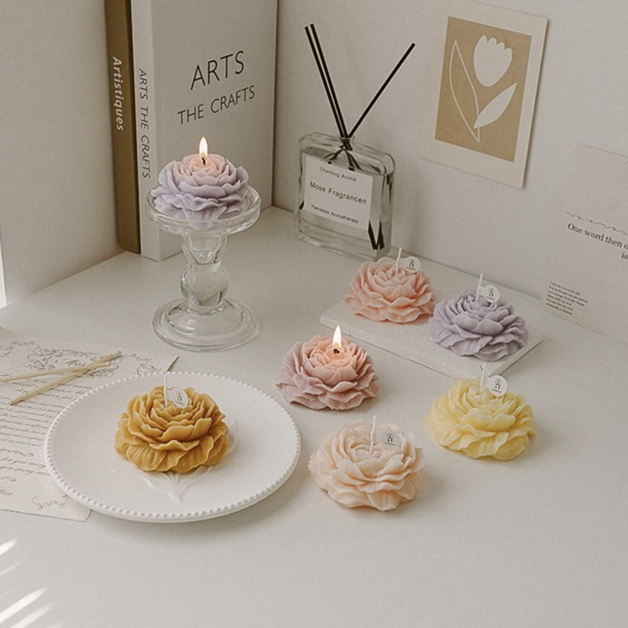 Elevate your floral gift with our exquisite handmade soy wax floral candles.