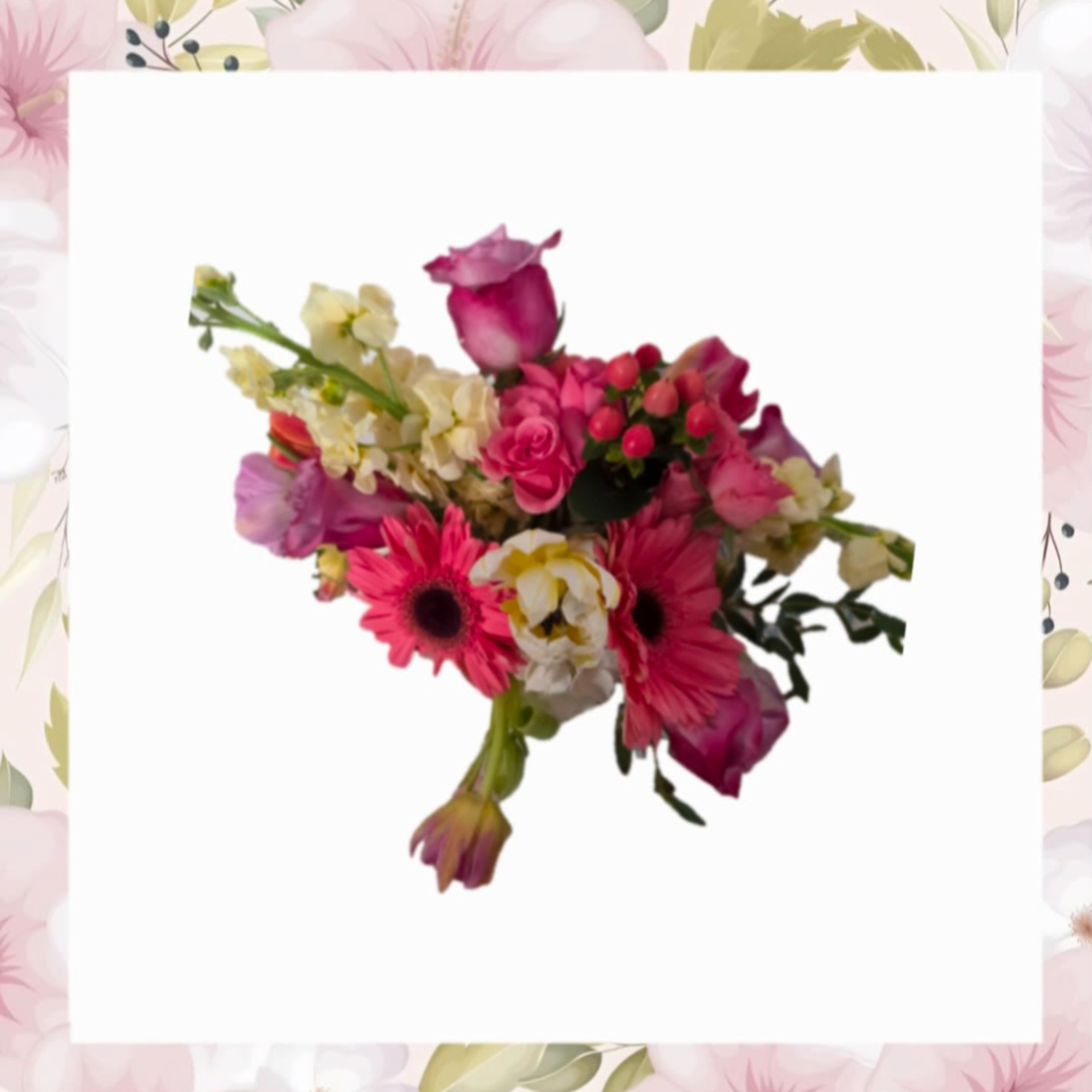 A Mother's Love consists of roses, tulips or cala lilies, hydrangea, gerber, photo 2 of 2
