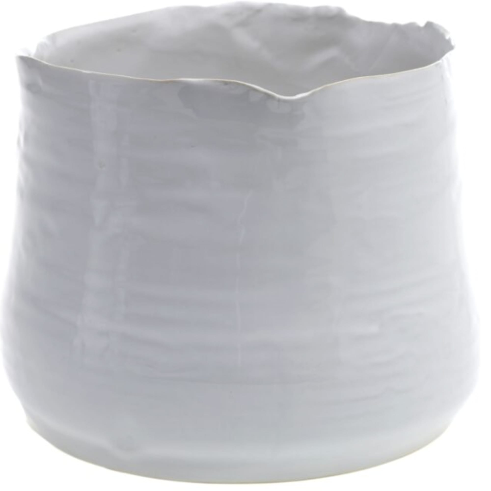 White ceramic planter with a rounded, open top