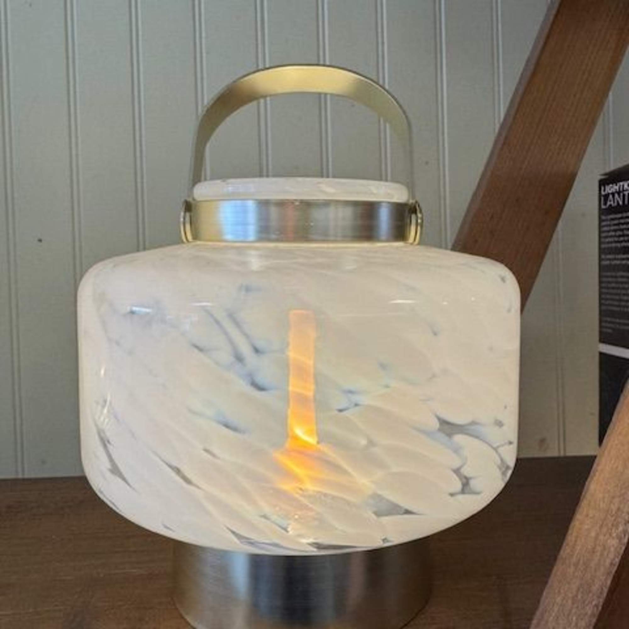 Rechargeable lantern
outdoor or indoor use
hand blown glass
includes charger
**will ship- call store to