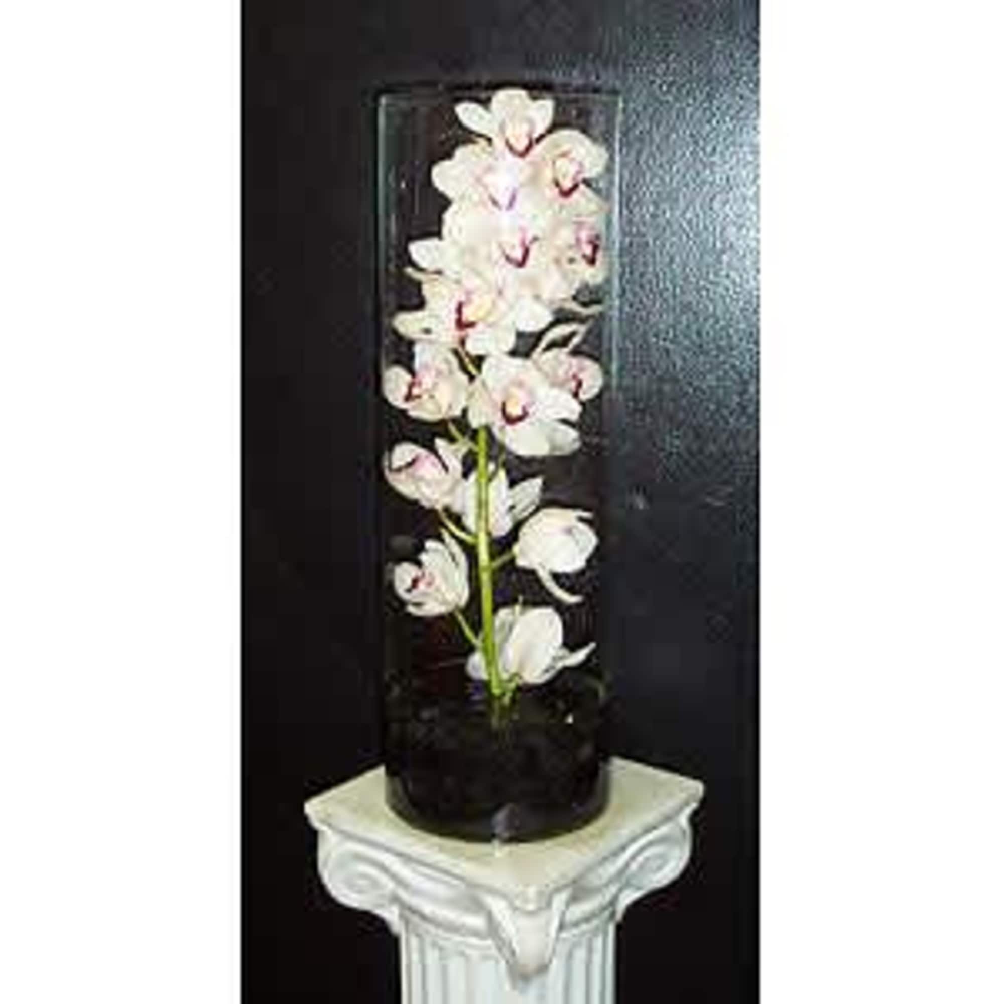 Make a modern statement with submerged green orchids! A simple glass cylinder, photo 2 of 2