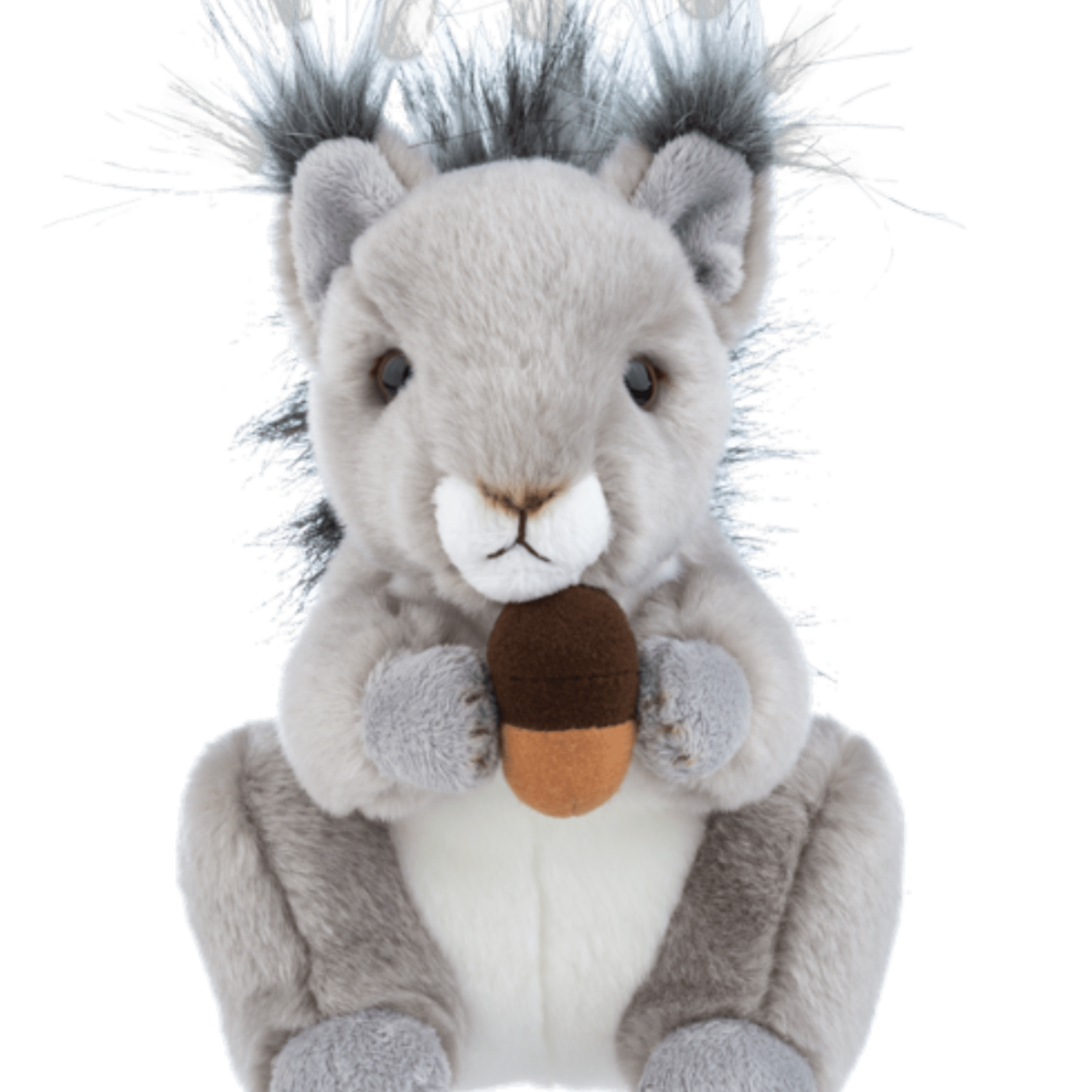 Plush squirrel holding an acorn