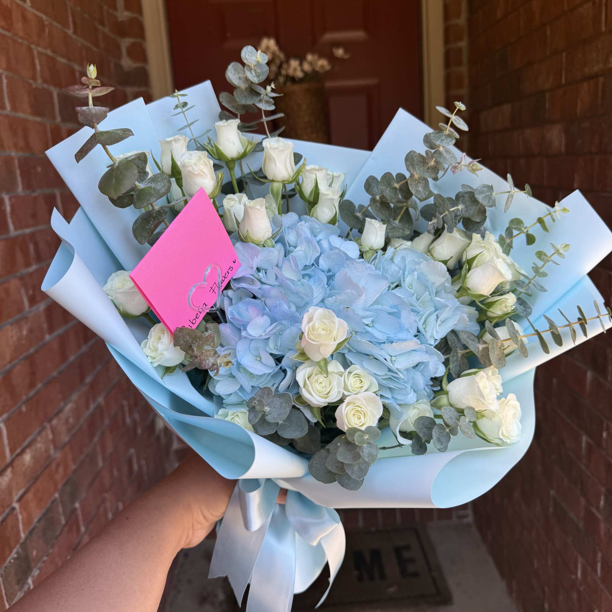 Hydreyngea and some spray roses with a touch of eucalyptus! Wrapped , photo 2 of 2