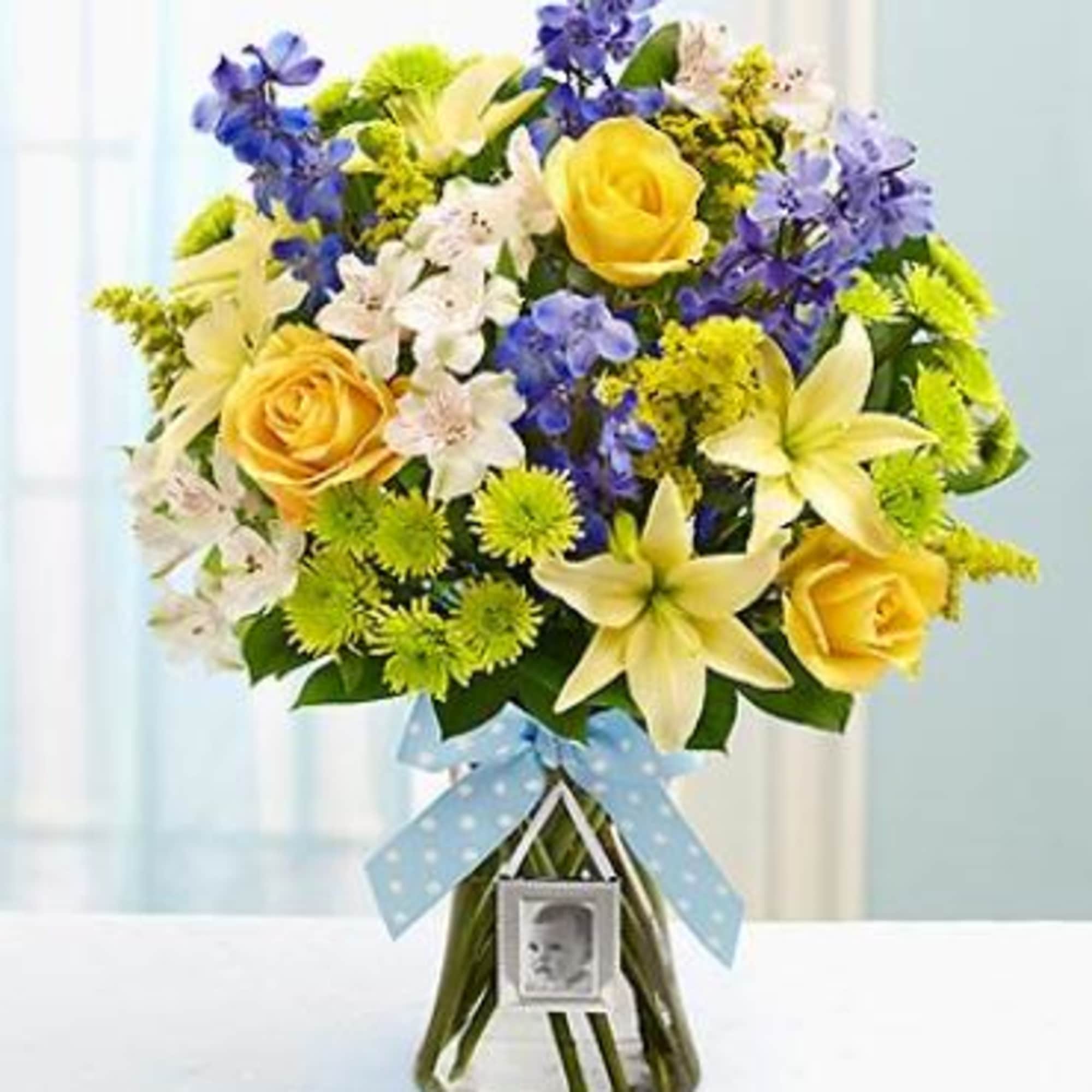 Celebrate the birth of their sweet baby boy with a beautiful  Celebrate the birth of their sweet baby boy with a beautiful